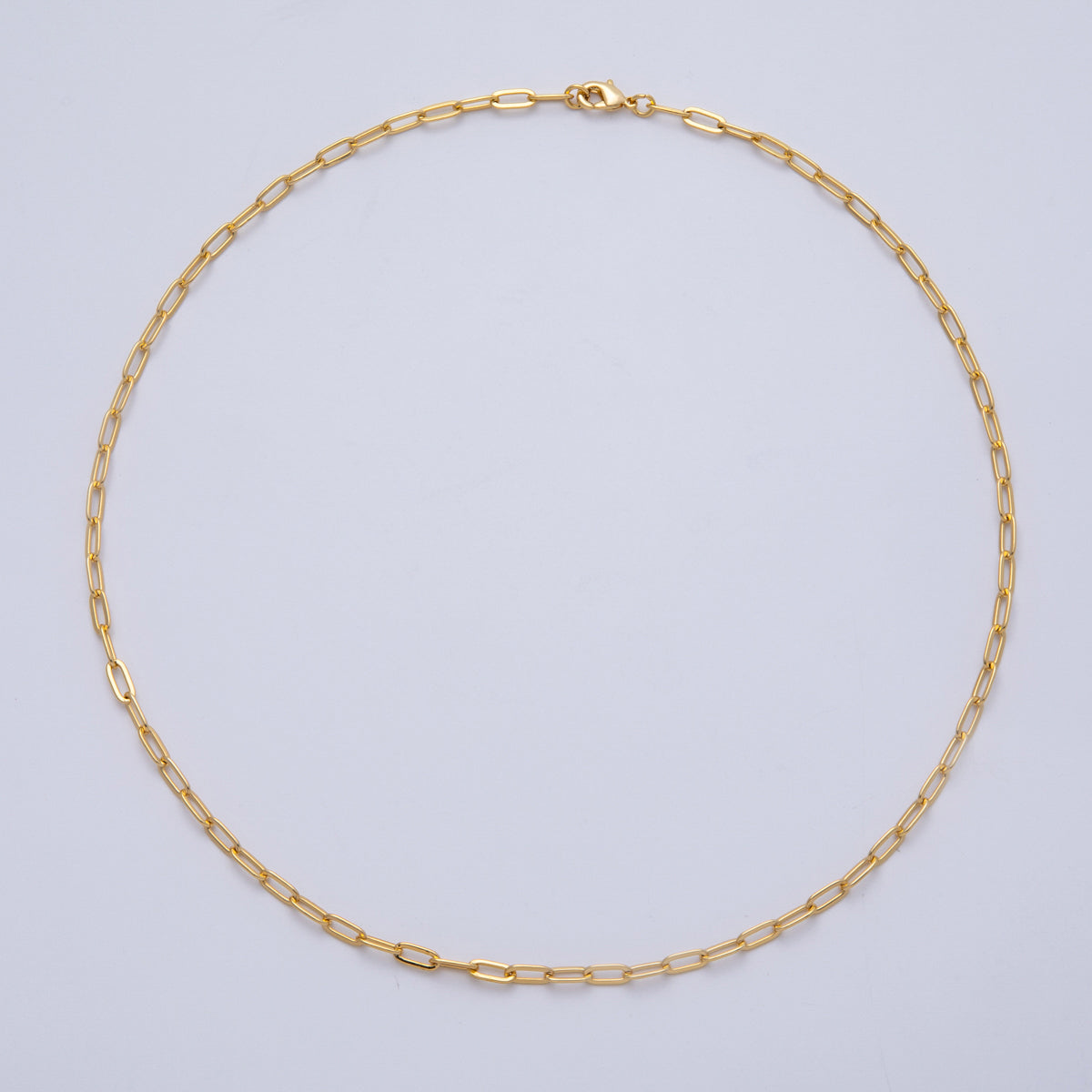 18K Gold Filled 3.3mm x 7.5mm Paperclip Chain 17.72 Necklace | WA-4074