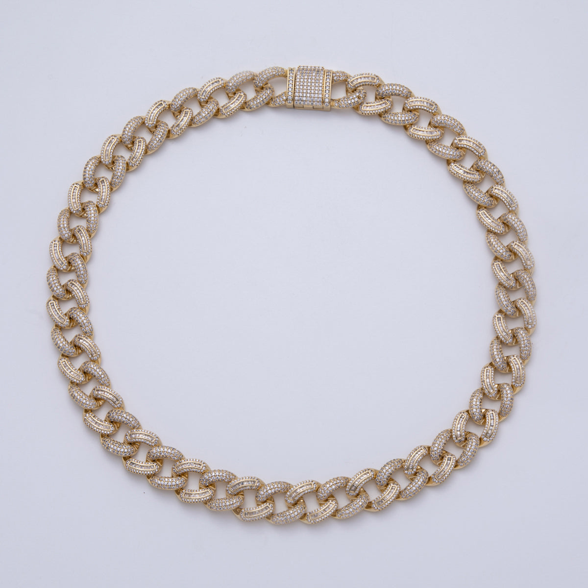 14K Gold Filled 15.3mm Micro Paved CZ Miami Cuban Curb Chain 20 Inch Necklace Iced Statement Jewelry WA-4089