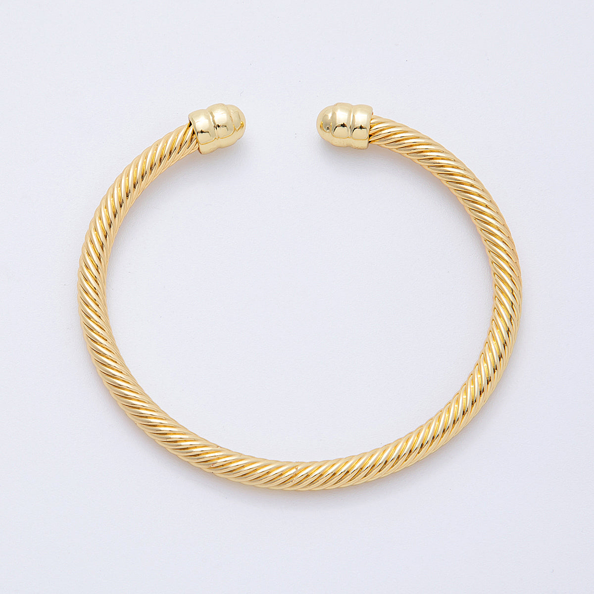 16K Gold Filled 62mm Twisted Croissant Cuff Bracelet in Gold & Silver | WA4114