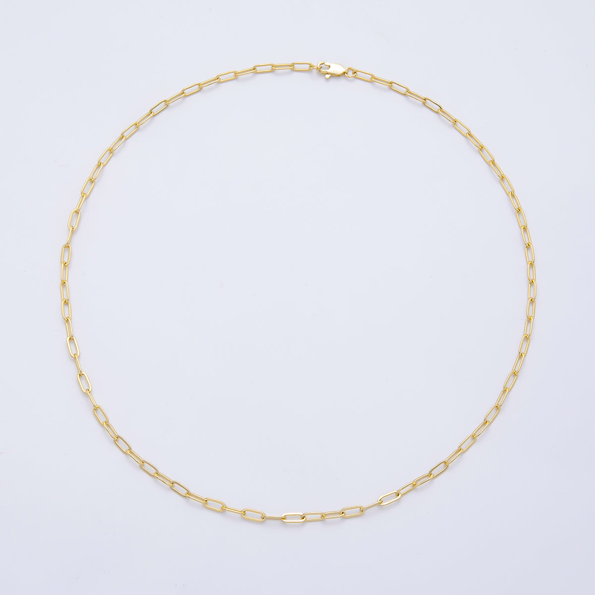 16K Gold Filled 7.5mm Minimalist Paperclip Chain 20 Inch Necklace | WA-04120