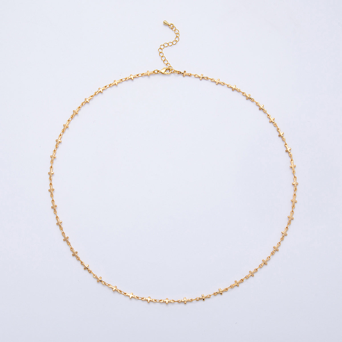 16K Gold Filled 4.5mm x 10mm Religious Cross Link Chain 20 Inch Necklace w. Extender | WA-4141