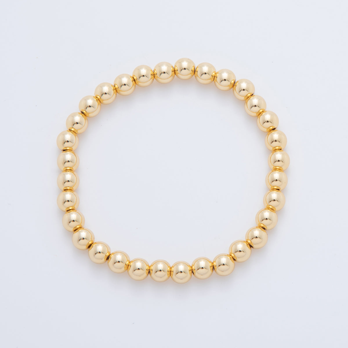 16K Gold Filled 6mm Minimalist Round Ball Stretch Bracelet | WA-04151