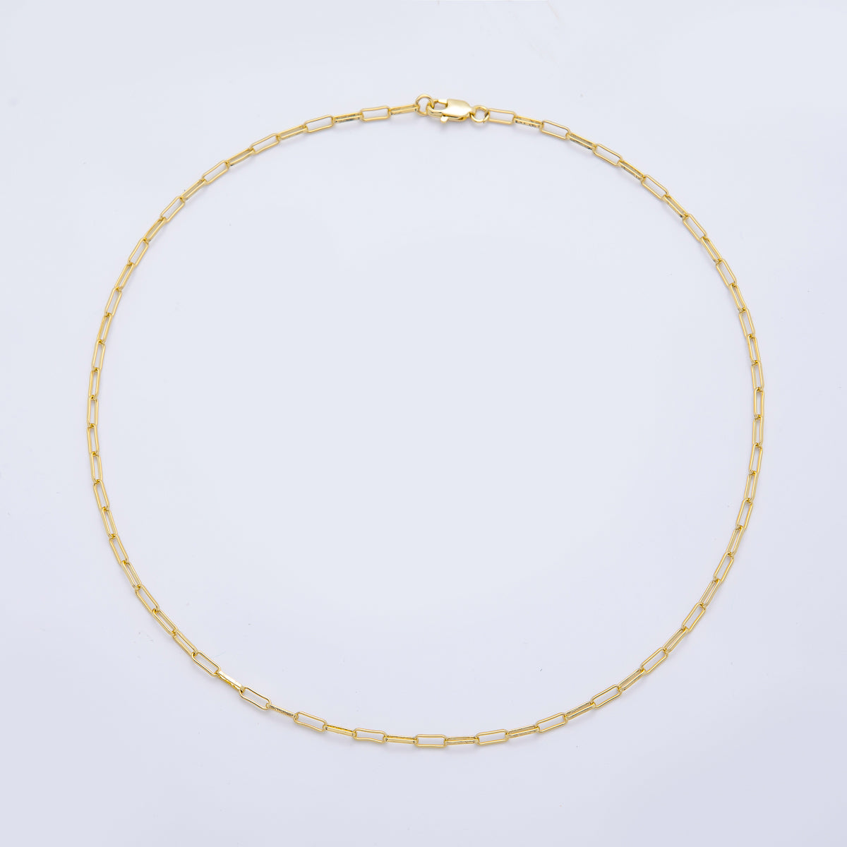16K Gold Filled Minimalist Paperclip Chain 16.34 Inch Choker Necklace | WA-04152