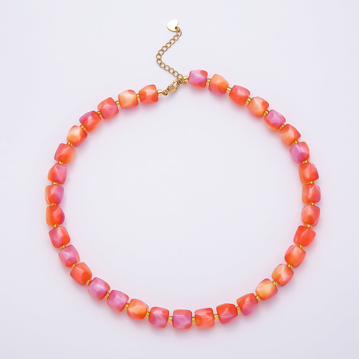Stainless Steel 3mm Geometric Resin 16 Inch Necklace w. Extender | WA-04502 ~ WA-04508