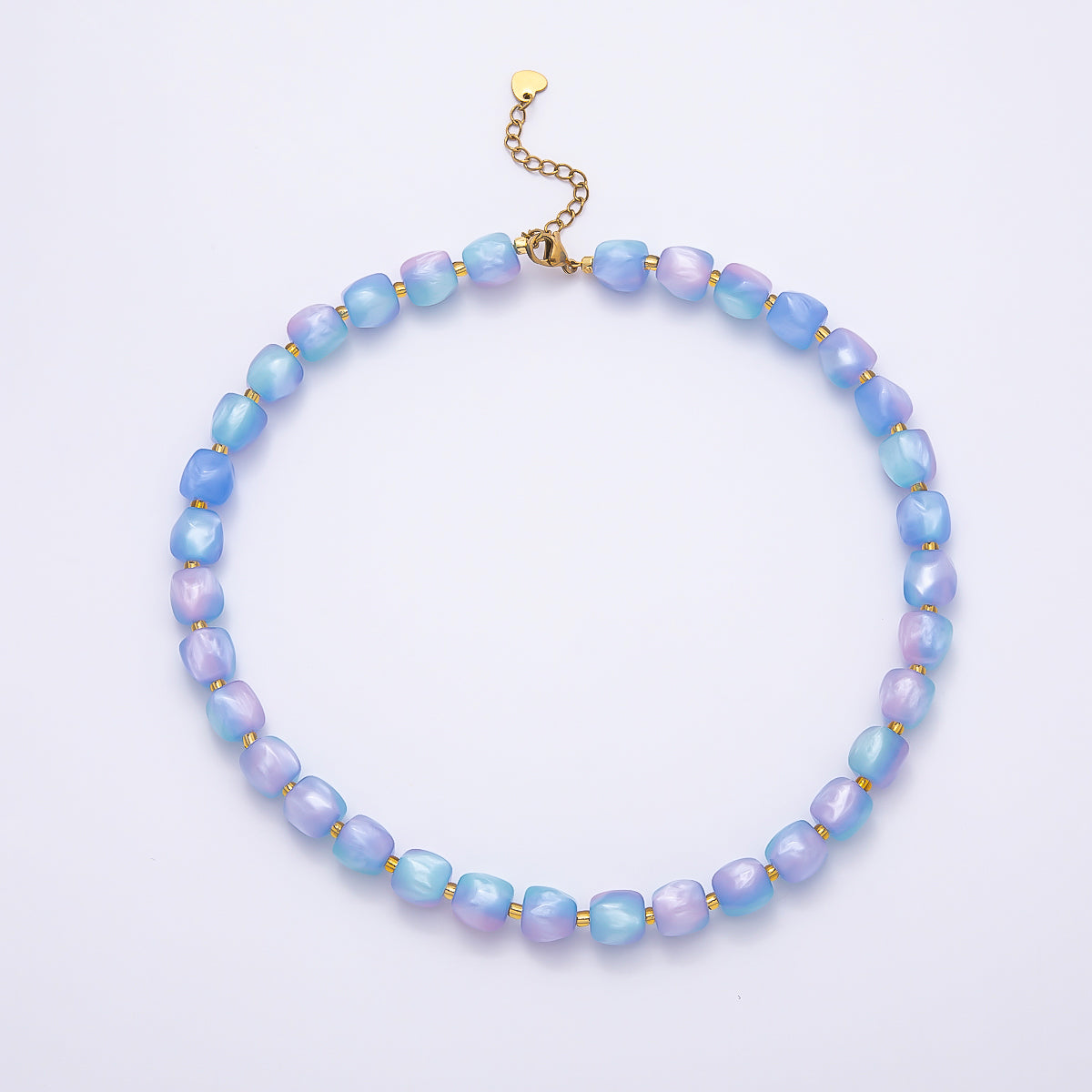 Stainless Steel 3mm Geometric Resin 16 Inch Necklace w. Extender | WA-04502 ~ WA-04508