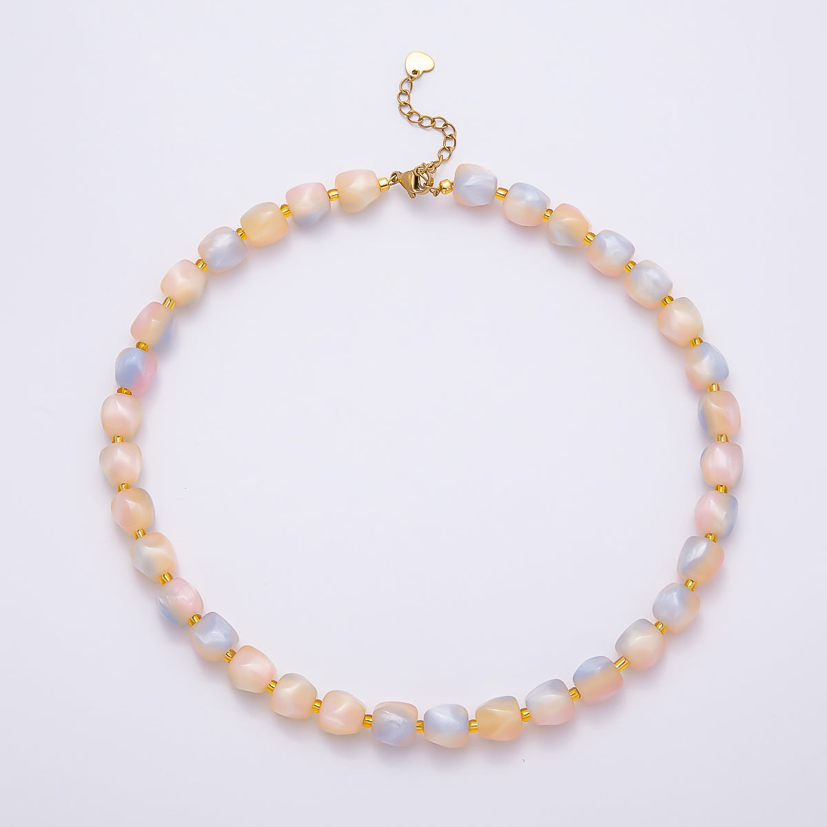 Stainless Steel 3mm Geometric Resin 16 Inch Necklace w. Extender | WA-04502 ~ WA-04508