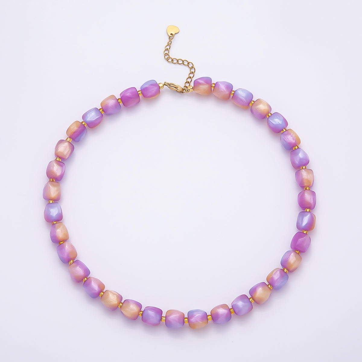 Stainless Steel 3mm Geometric Resin 16 Inch Necklace w. Extender | WA-04502 ~ WA-04508