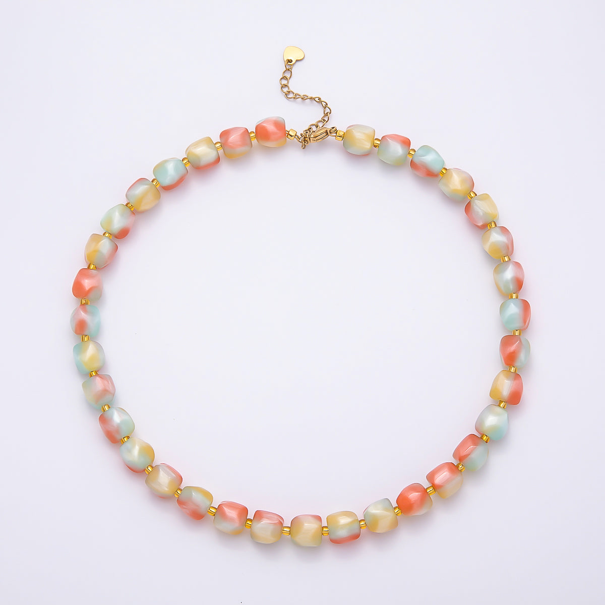 Stainless Steel 3mm Geometric Resin 16 Inch Necklace w. Extender | WA-04502 ~ WA-04508
