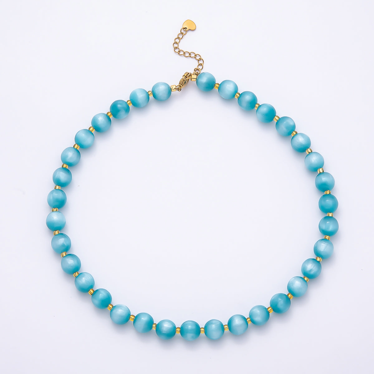 Stainless Steel 10mm Round Glitter Resin Bead 16 Inch Necklace w. Extender | WA-04523 ~ WA-04530