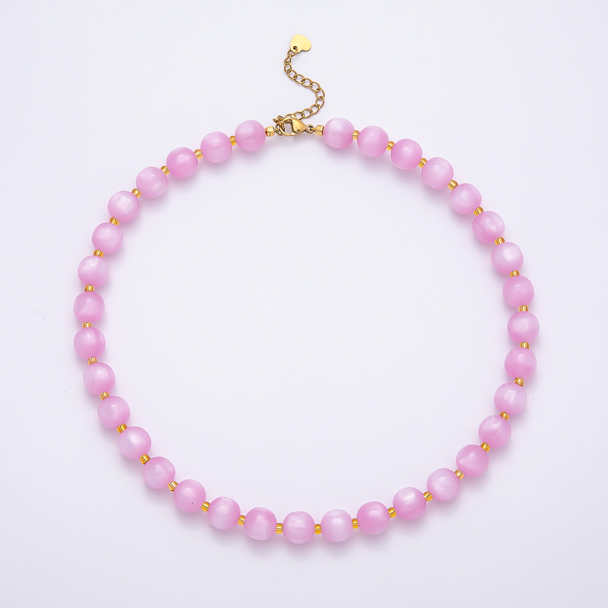 Stainless Steel 10mm Round Glitter Resin Bead 16 Inch Necklace w. Extender | WA-04523 ~ WA-04530