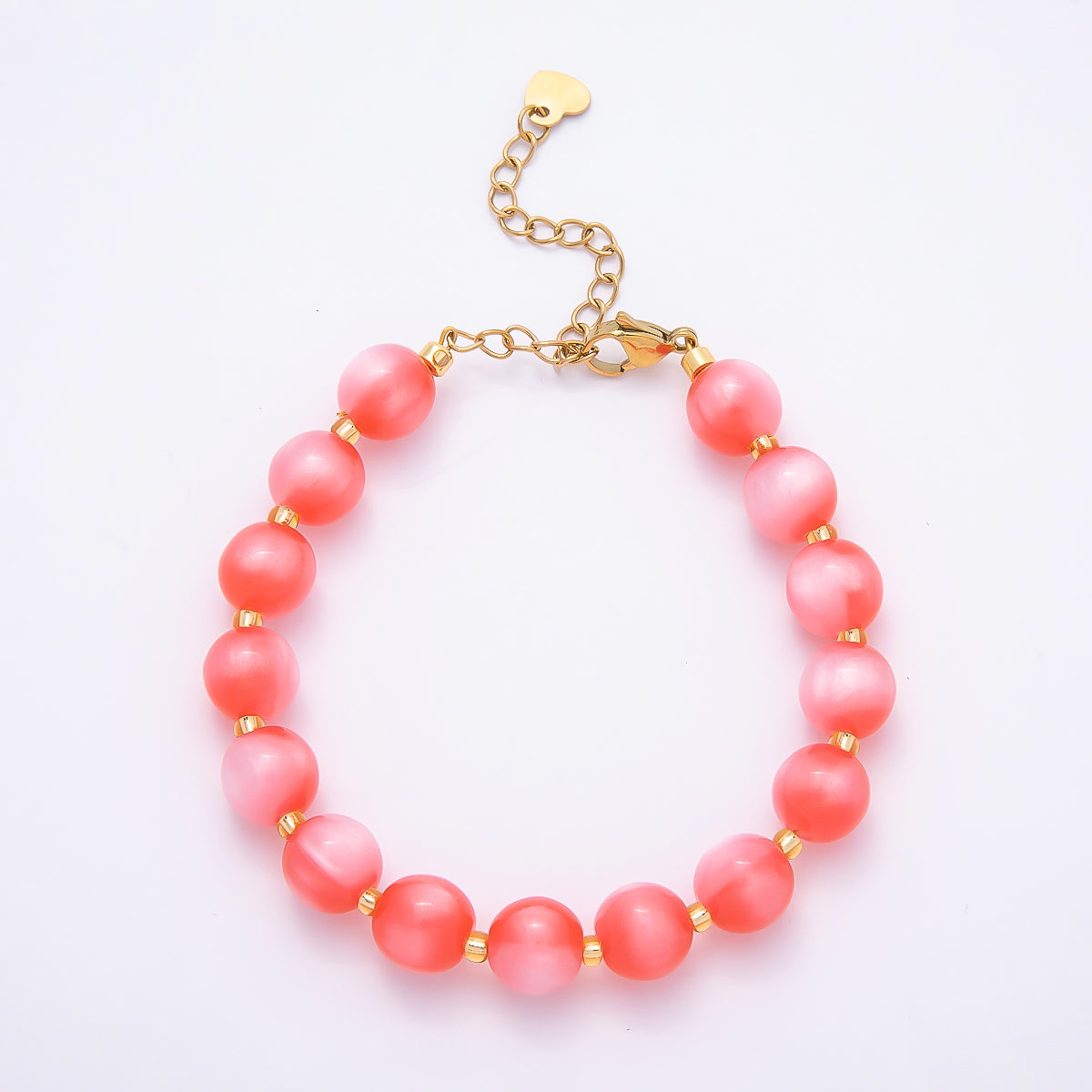 Stainless Steel 10mm Round Glitter Resin Bead 7 Inch Bracelet w. Extender | WA-04531 ~ WA-04538