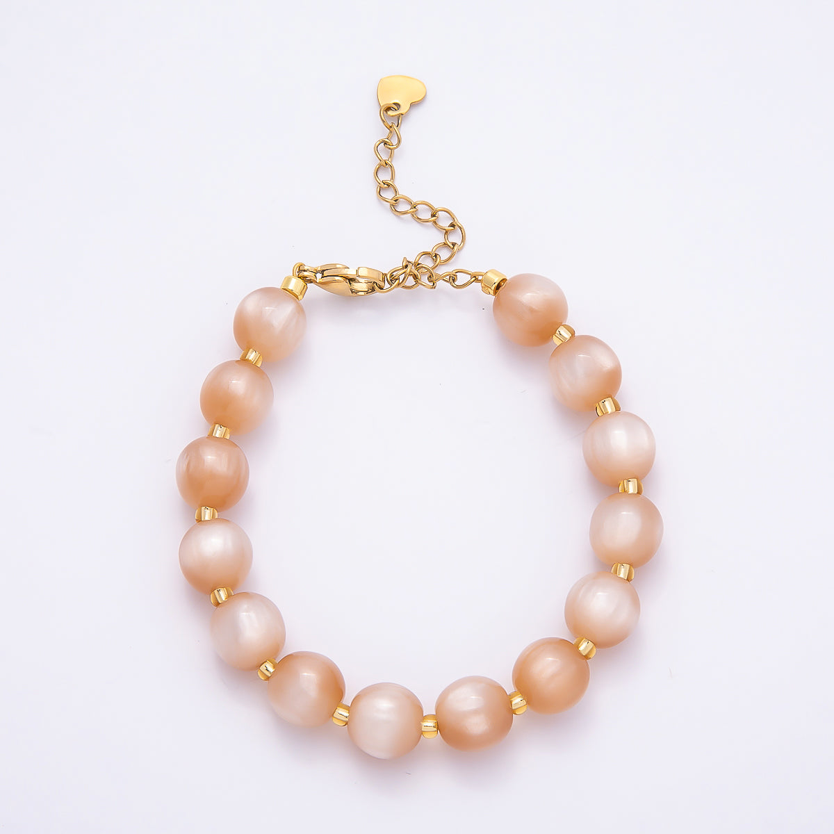 Stainless Steel 10mm Round Glitter Resin Bead 7 Inch Bracelet w. Extender | WA-04531 ~ WA-04538
