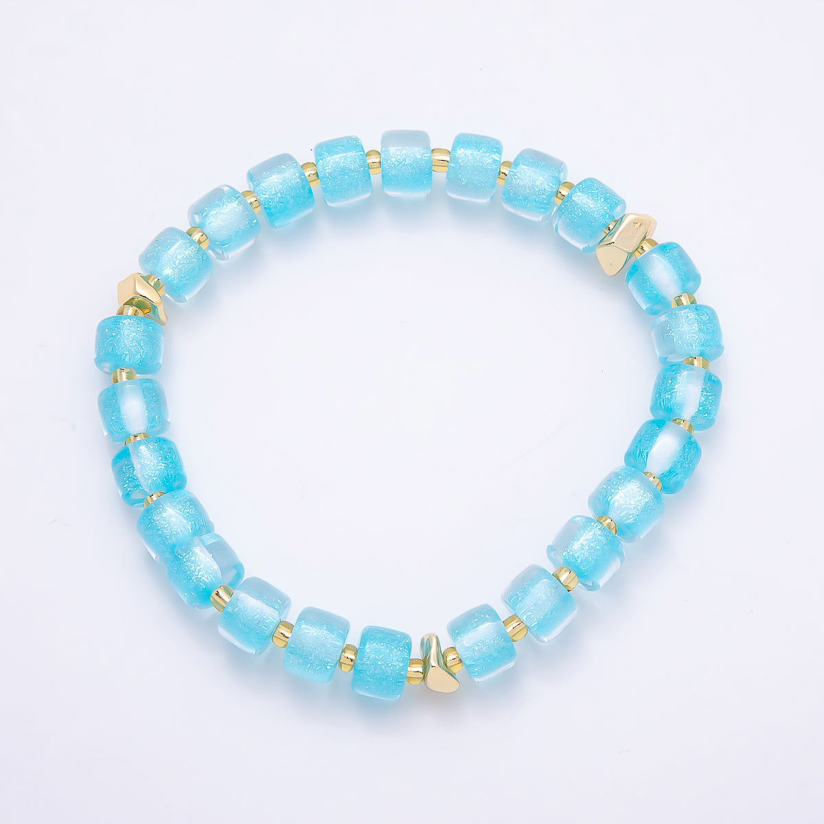 Stainless Steel 8mm Multicolor, Purple, Orange, Pink, Green, White, Blue Glitter Resin Rondelle Bead 7 Inch Stretch Bracelet | WA-04581 - WA-04588