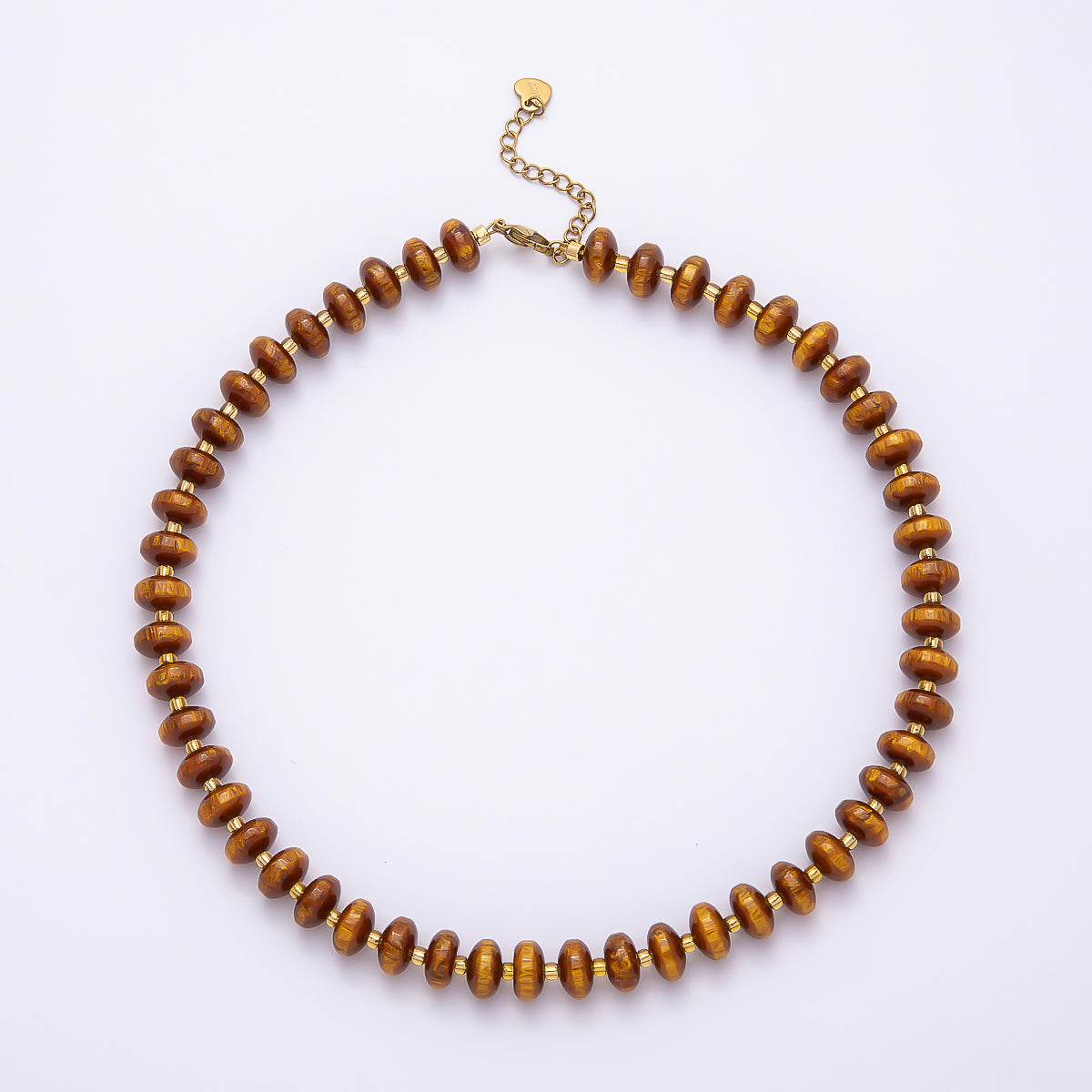 Stainless Steel 10mm Rondelle Resin Bead 16 Inch Necklace w. Extender | WA-04601 ~ WA-04606