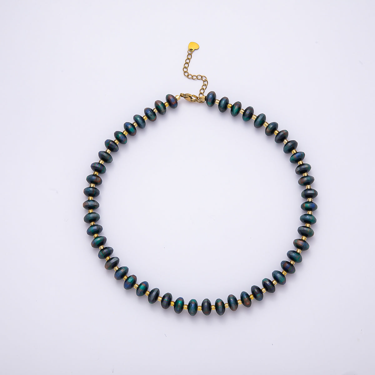 Stainless Steel 10mm Rondelle Resin Bead 16 Inch Necklace w. Extender | WA-04601 ~ WA-04606
