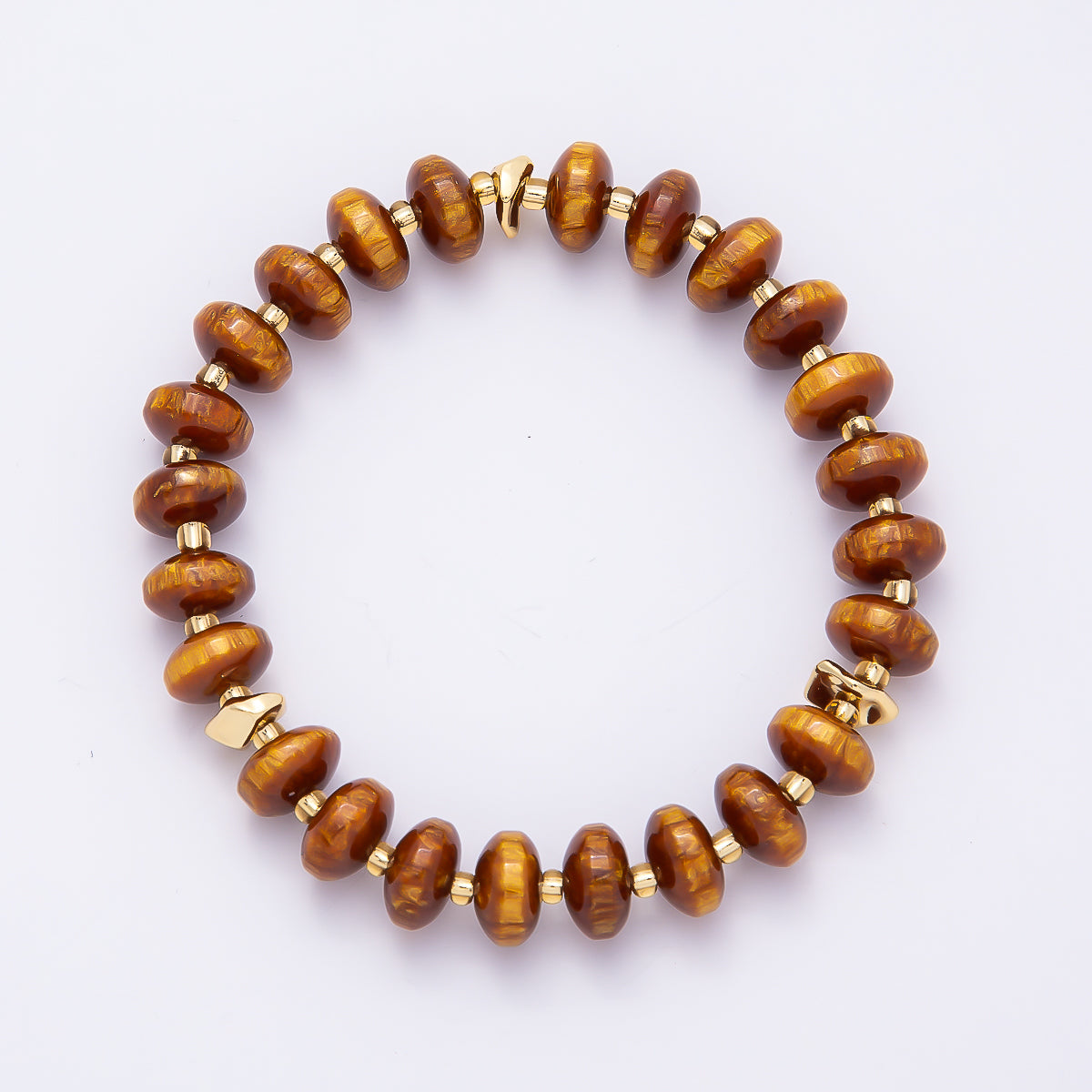 Handmade 10mm Rondelle Resin Bead 8 Inch Stretch Bracelet | WA-04619 ~ WA-04624