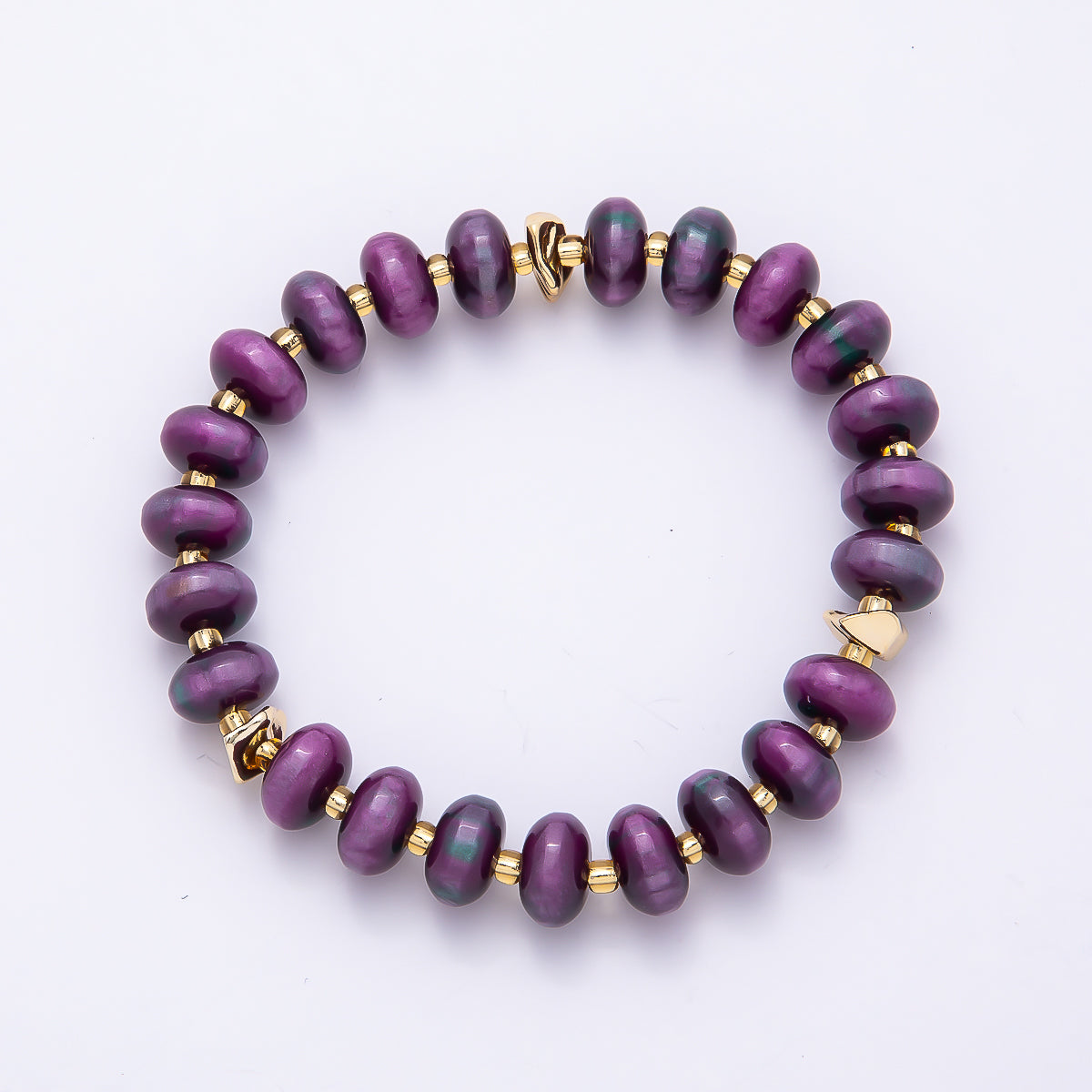 Handmade 10mm Rondelle Resin Bead 8 Inch Stretch Bracelet | WA-04619 ~ WA-04624