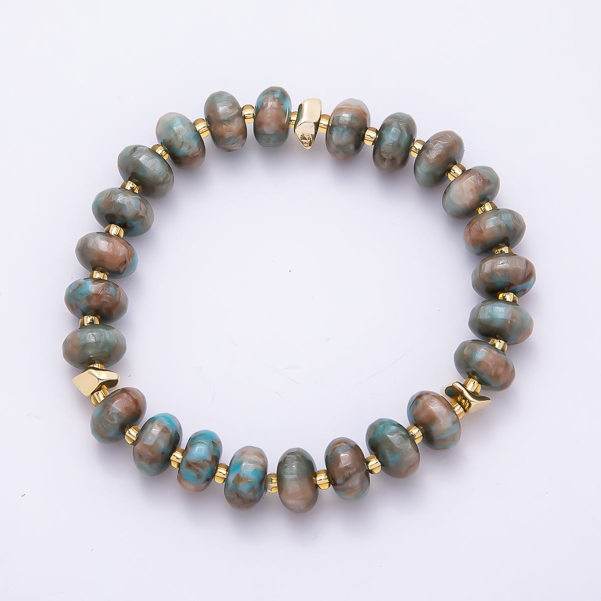 Handmade 10mm Rondelle Resin Bead 8 Inch Stretch Bracelet | WA-04619 ~ WA-04624