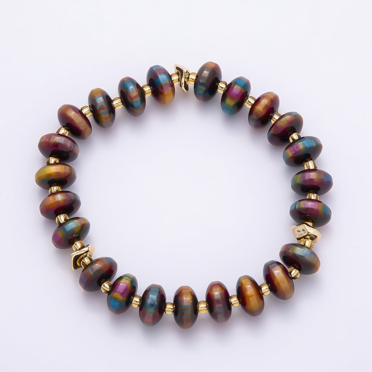 Handmade 10mm Rondelle Resin Bead 8 Inch Stretch Bracelet | WA-04619 ~ WA-04624