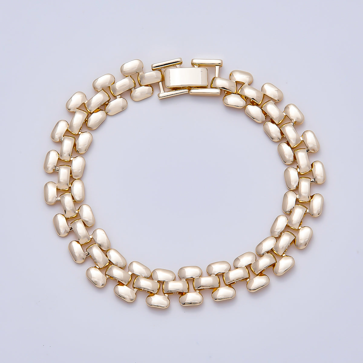 16K Gold Filled 9mm Minimalist Panther Chain Statement 7 Inch Bracelet | WA-04630