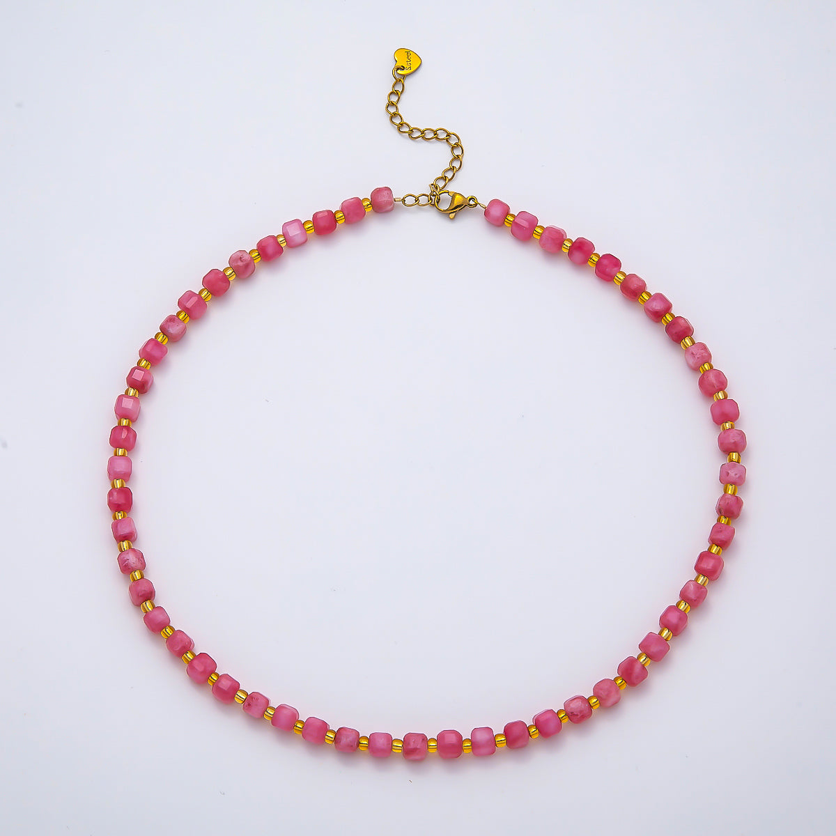 Handmade Stainless Steel 3mm Square Gemstone Chain 16 Inch Necklace | WA-04657 ~ WA-04663