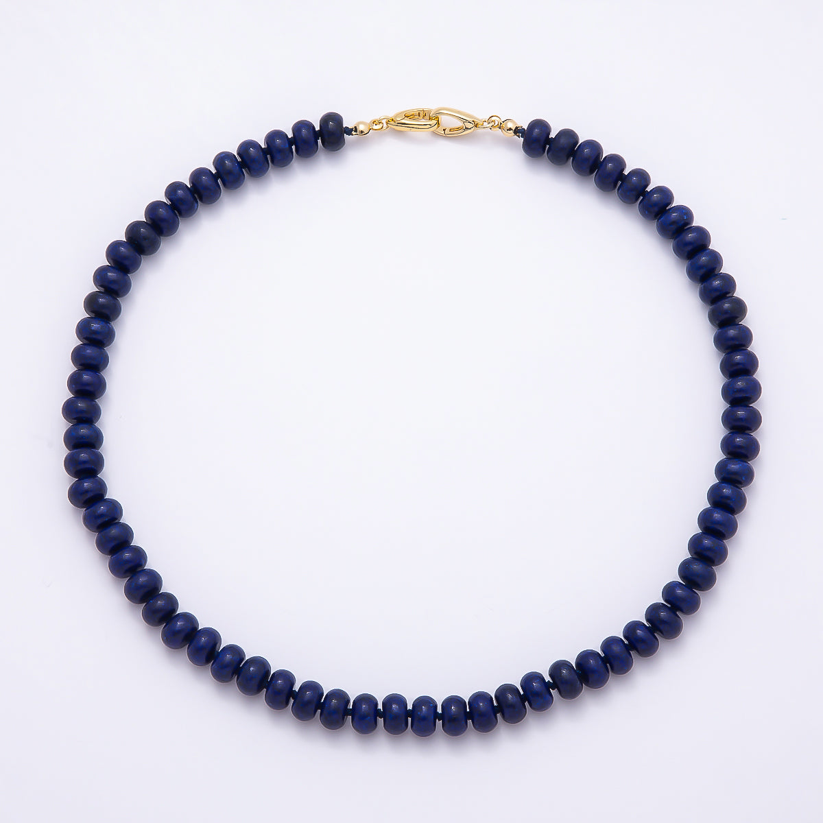 18K Gold Filled 8mm Rondelle Gemstone Chain 17 Inch Necklace w. Dual Push Clasps | WA-04664 ~ WA-04667