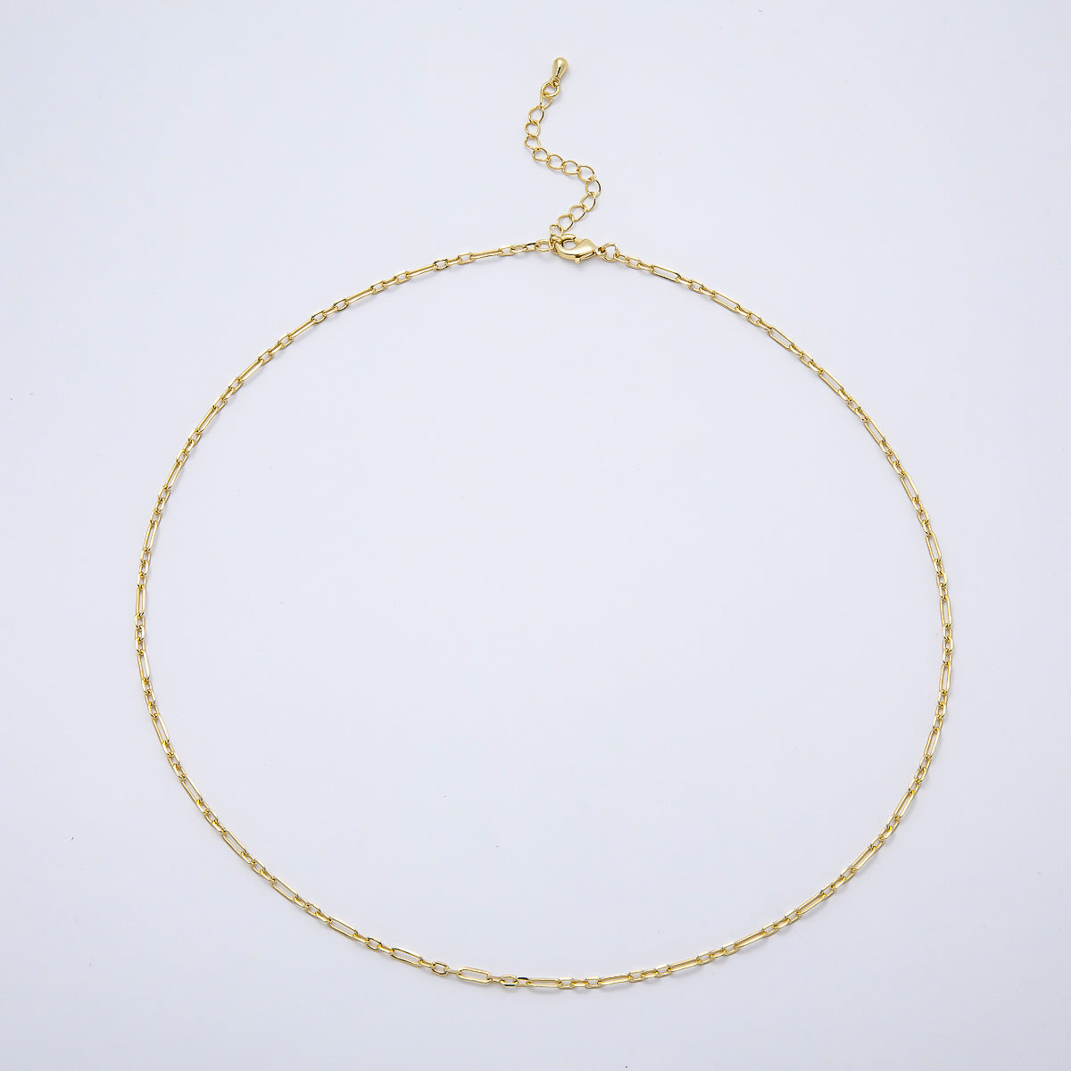 16K Gold Filled 2mm Minimalist Paperclip Chain 17.5 Inch, 20 Inch Necklace | WA-04709 WA-04710
