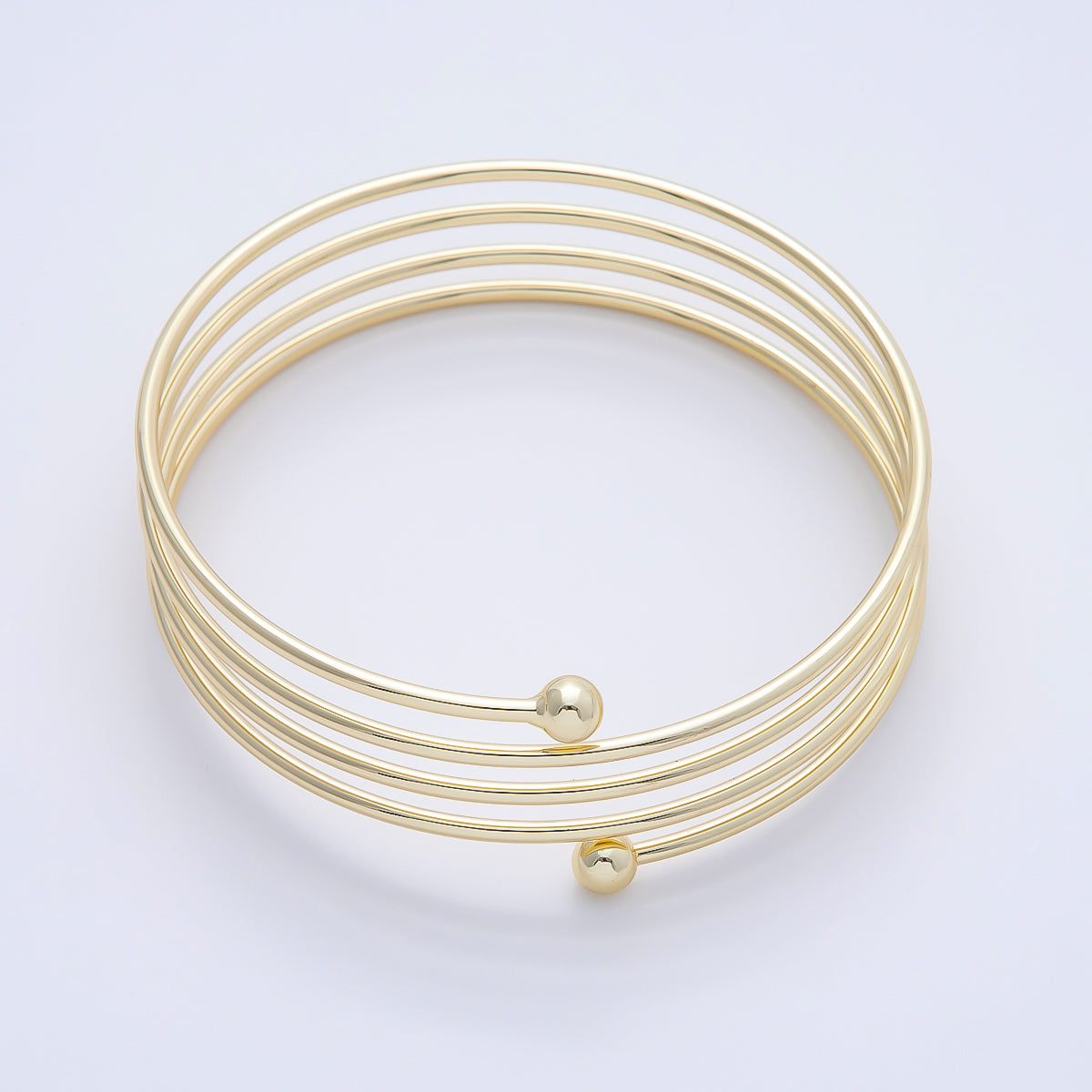 16K Gold Filled Round Multiple Band Bangle Bracelet | WA-04713