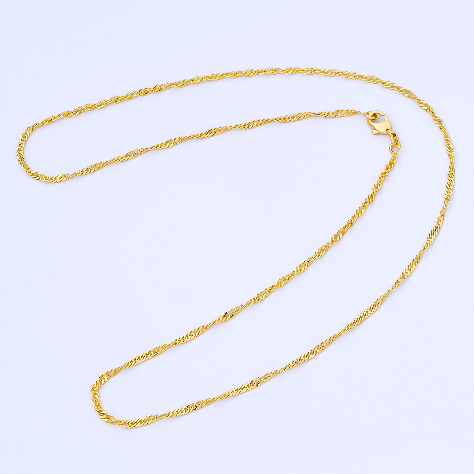 Precios de liquidación BLOWOUT Collar de cadena torcida de Singapur relleno de oro de 14 k, collar de cadena de cuerda relleno de oro listo para usar WA-773