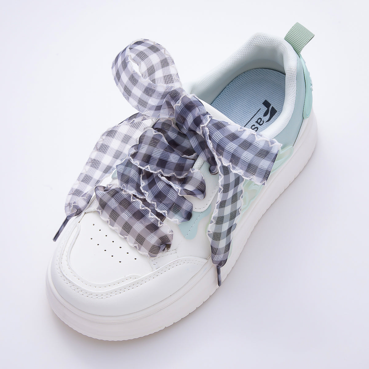 Black, Pink Outline Checkered Gingham Ribbon Shoelace Accessories | WB-00015