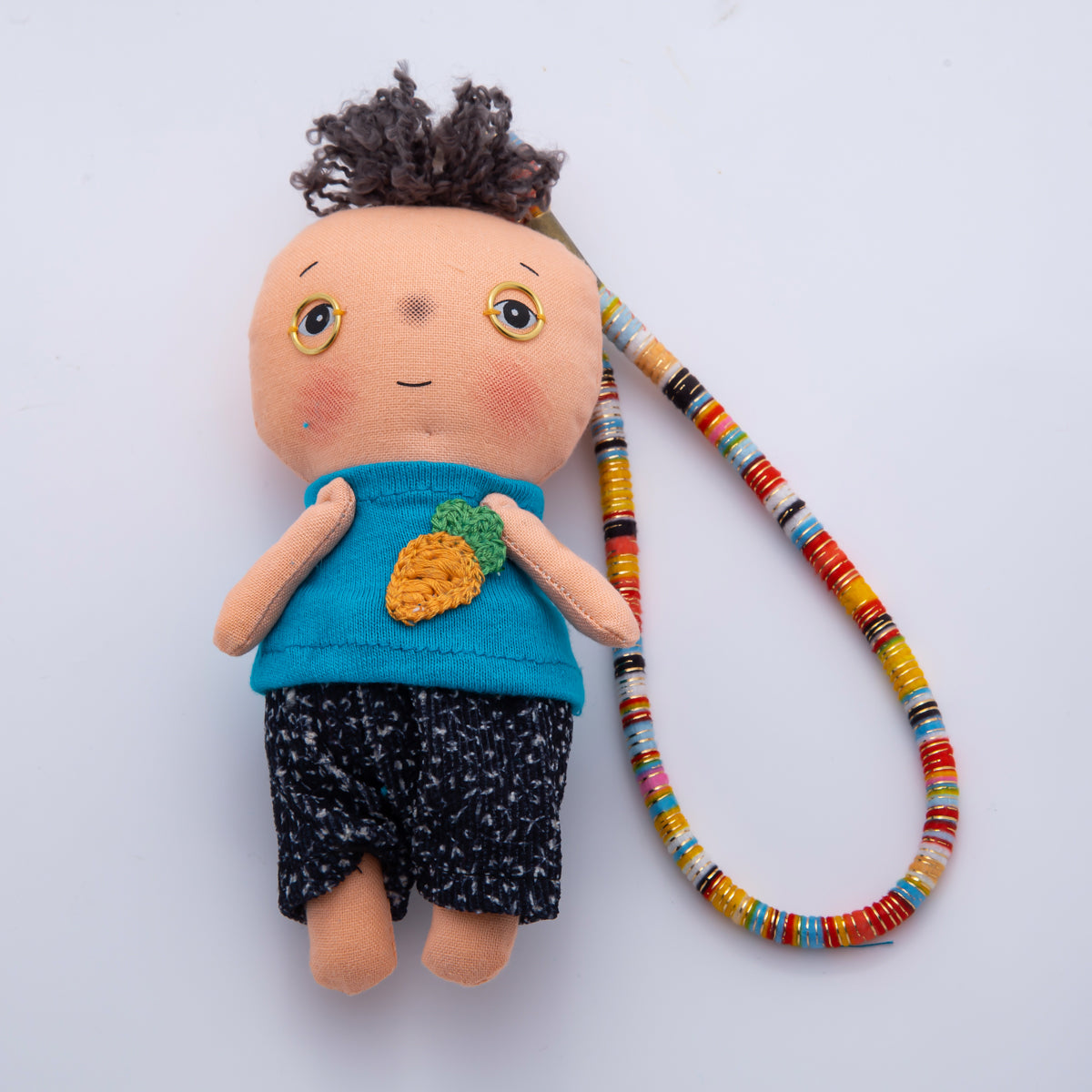 Fabric Doll 300mm Blue Carrot Tee Cute Boy Keychain | WB-00063
