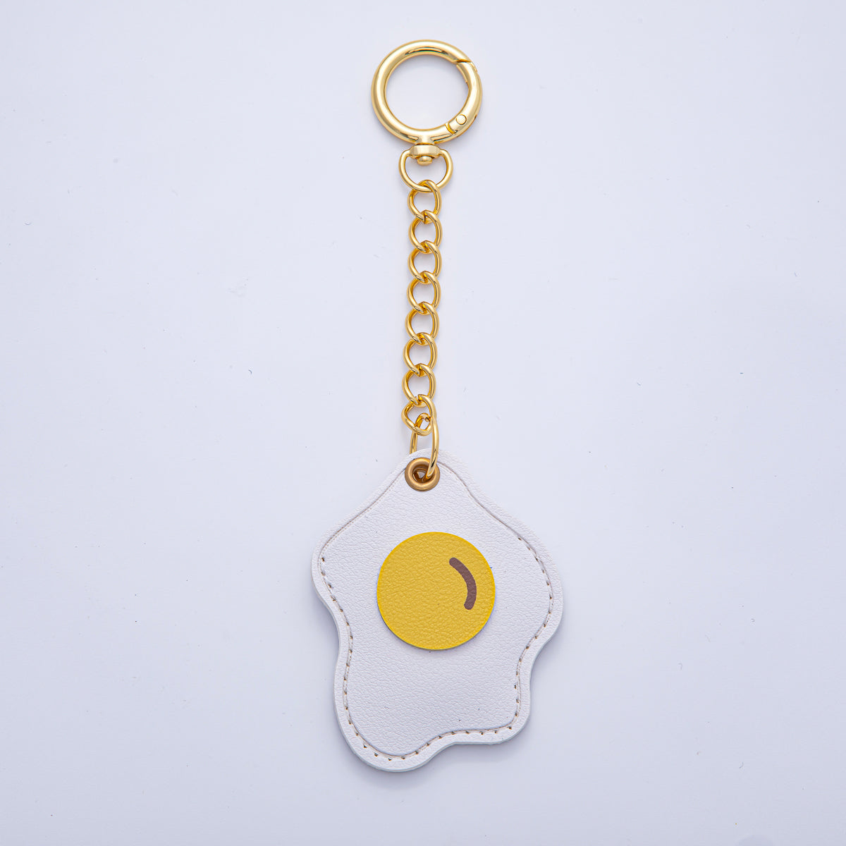 18K Gold Filled Sunny Egg Faux Leather Bag Charm Keychain Push Gate Key Ring Accessories | WB-00234