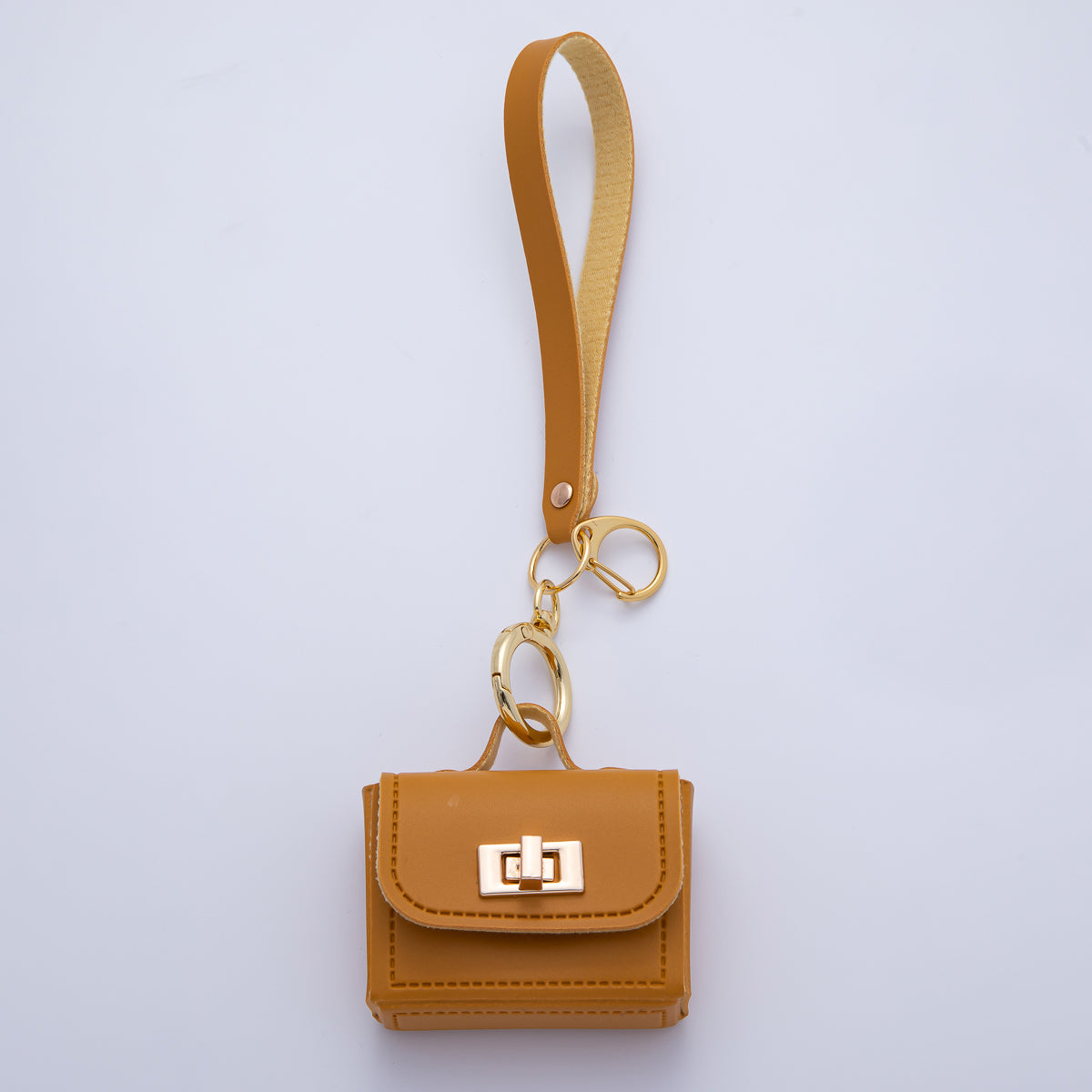 18K Gold Filled Brown Bag Ear Bud Case Bag Charm Accessories | WB-00287