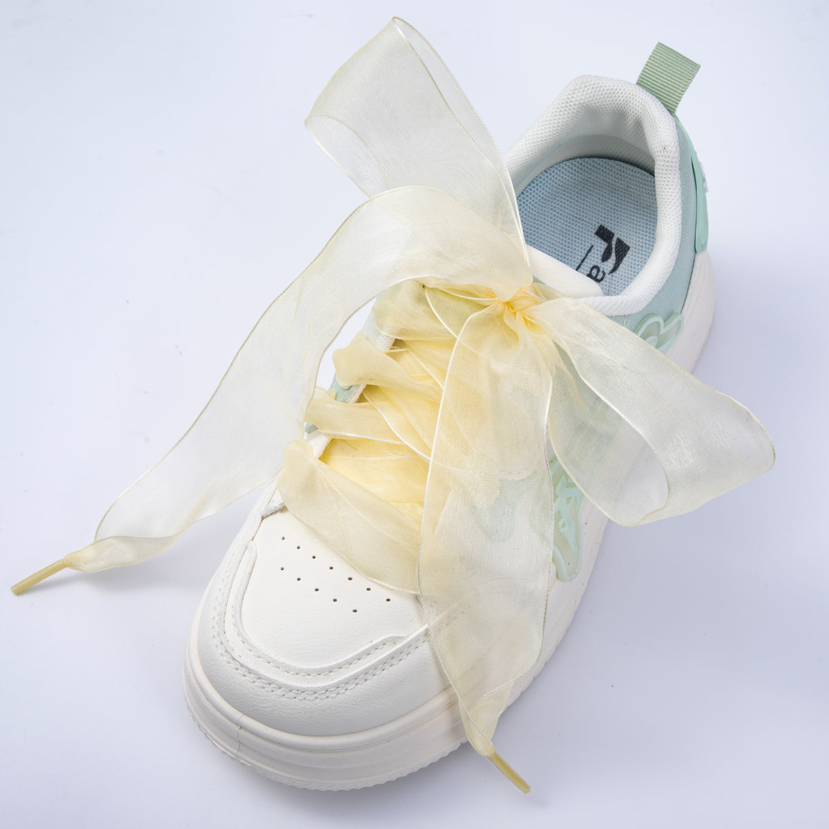 Yellow, Pink Sheer Chiffon Fabric Ribbon Shoelaces | WB00300 - WB00301