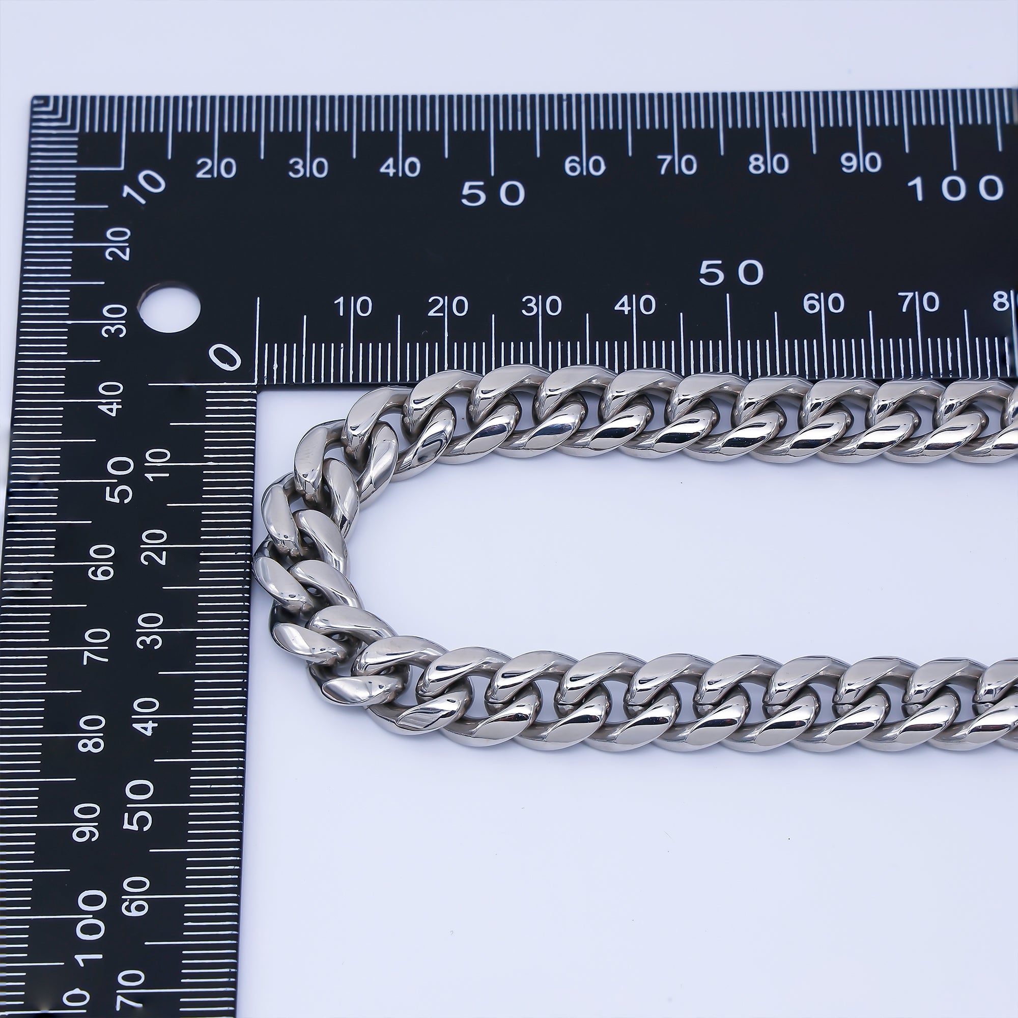 Chunky Stainless Steel Men's Cuban Link Chain Necklace 18.11” Long 8,10,12,14 mm Wide WA-3910