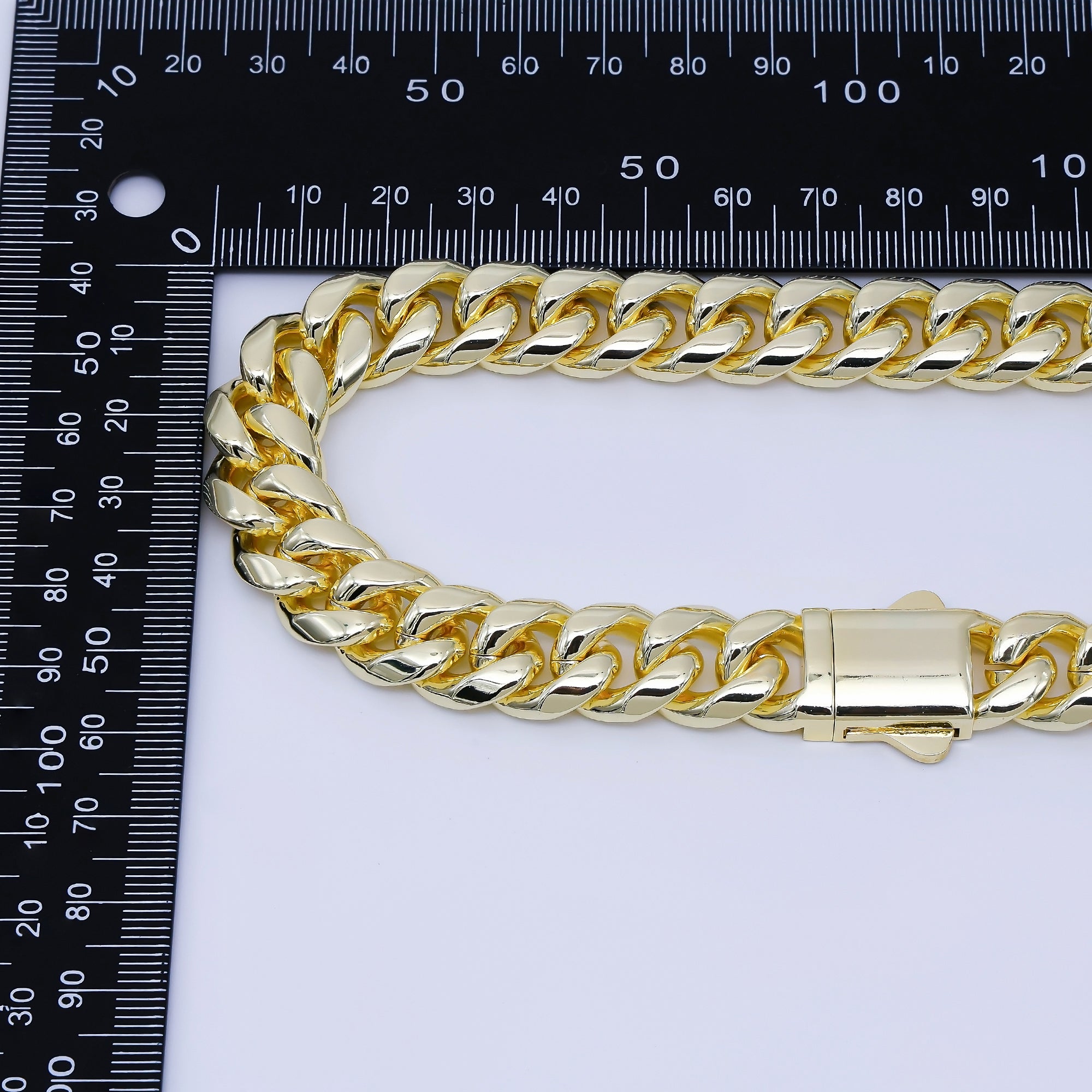 Chunky PVD Gold Stainless Steel Men's Cuban Link Chain Necklace 18.11” Long, 10.5mm Wide WA-3907