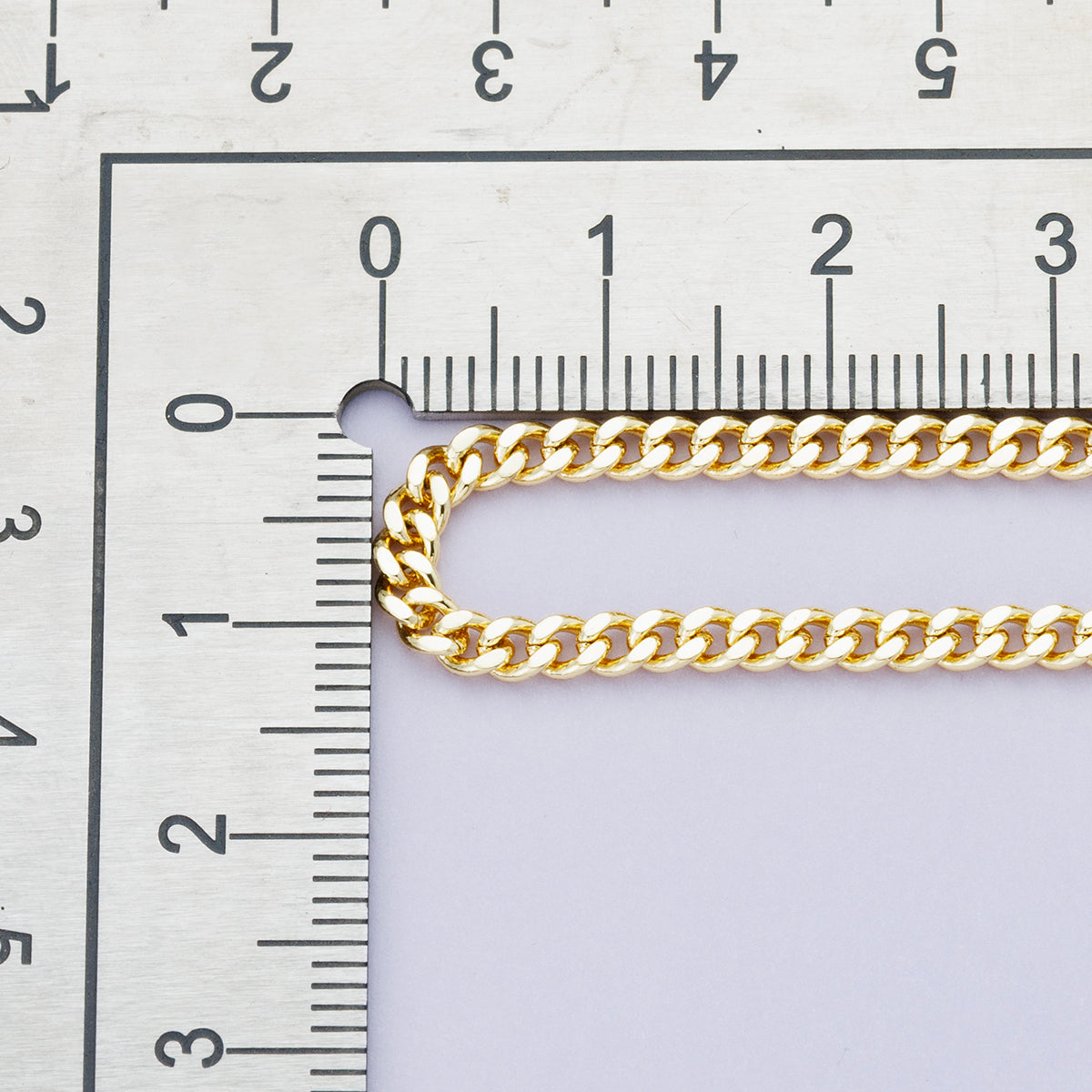 16K Gold Filled 3mm Minimalist Curb Unfinished Chain by Yard | Roll-01863