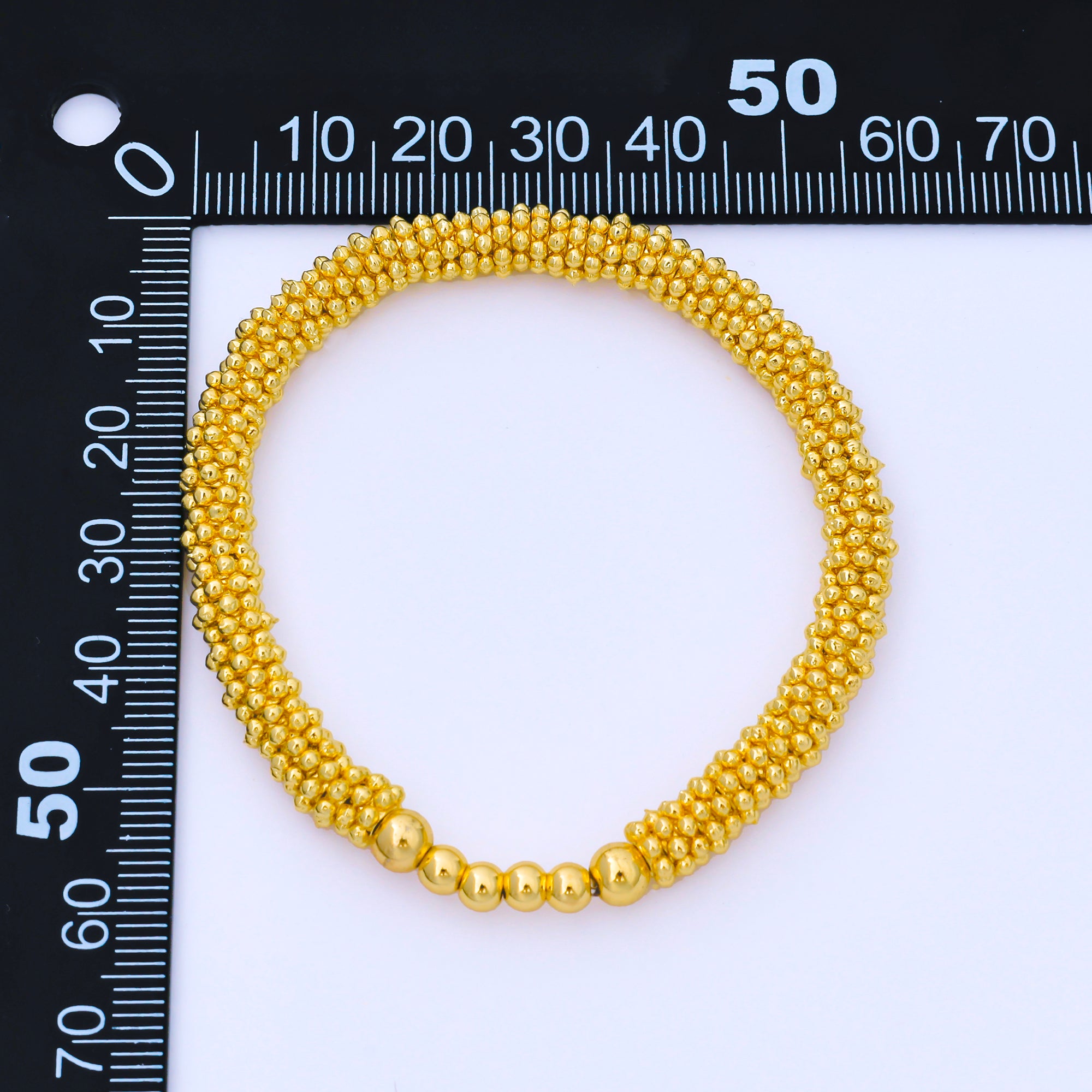 24K Gold Filled 6mm Geometric Bubble Ball Stretch Bracelet | WA-04020