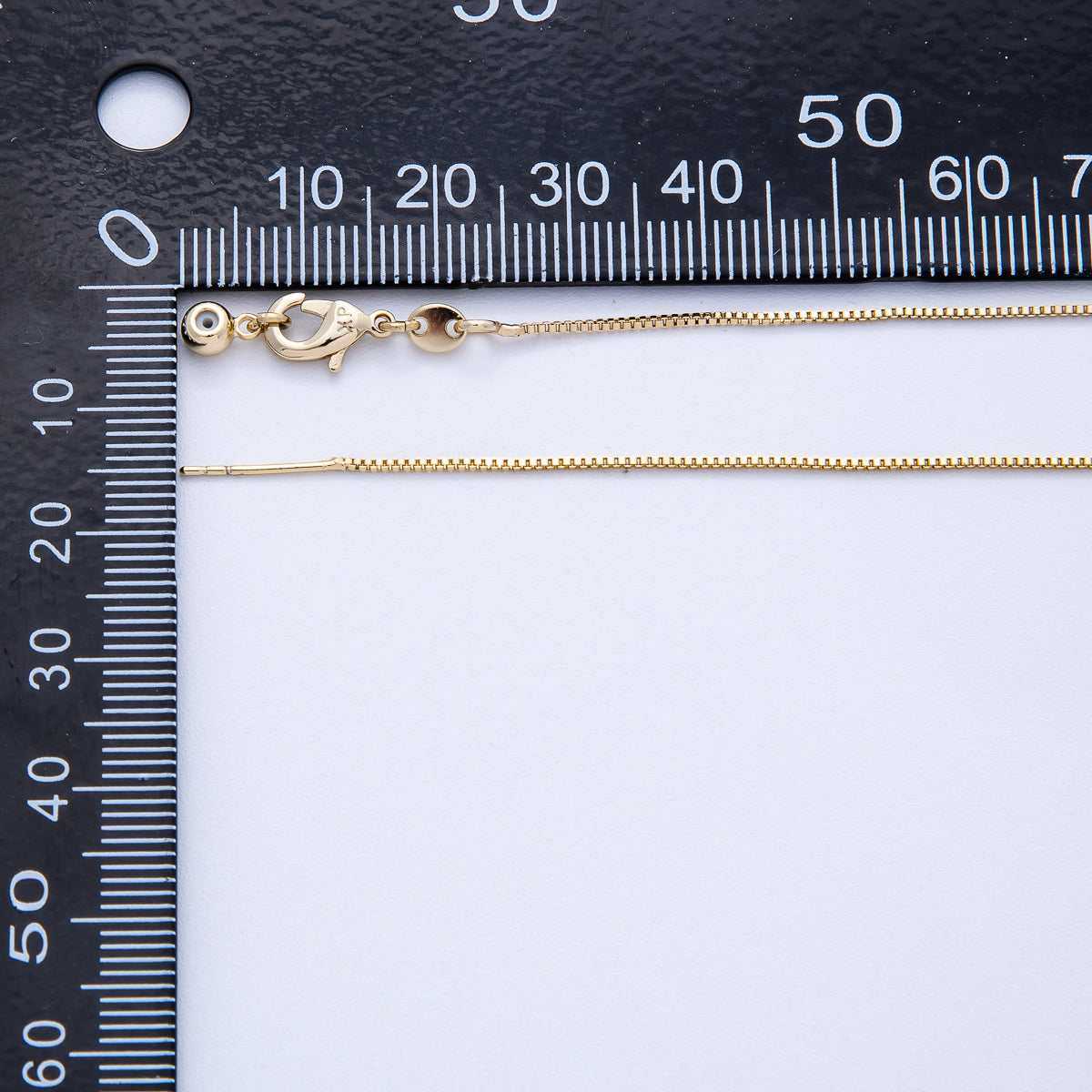 14K Gold Filled 0.8mm Minimalist Box Chain 20 Inch Adjustable Slider Necklace | WA-04253