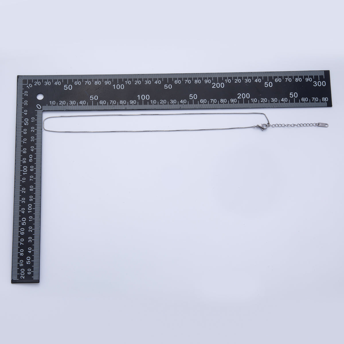 Rhodium Plated 0.9mm Minimalist Box Chain 18.35 Inch Necklace | WA-3989