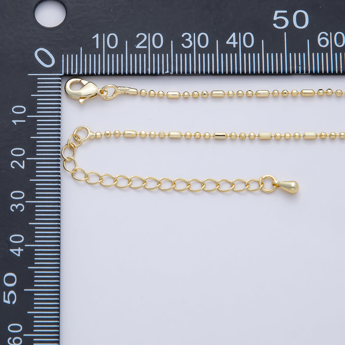 16K Gold Filled 1.5mm Minimalist Tube Ball Chain 18 Inch Necklace w. Extender | WA-04213