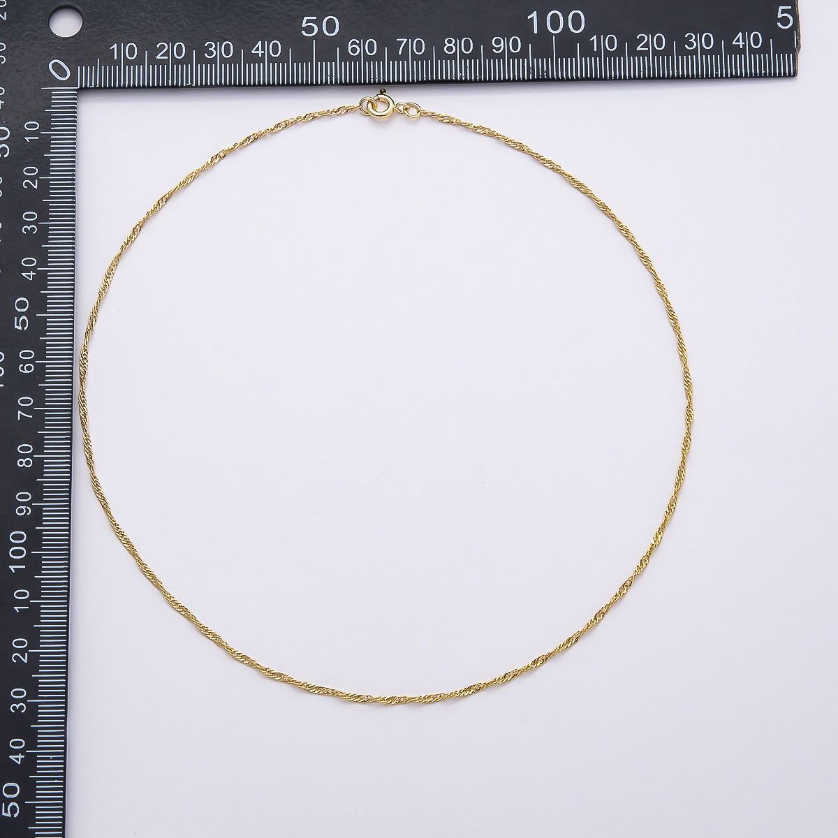 16K Gold Filled 1.5mm Twisted Singapore Chain 15.5, 17.5 Inch Necklace | WA-04484