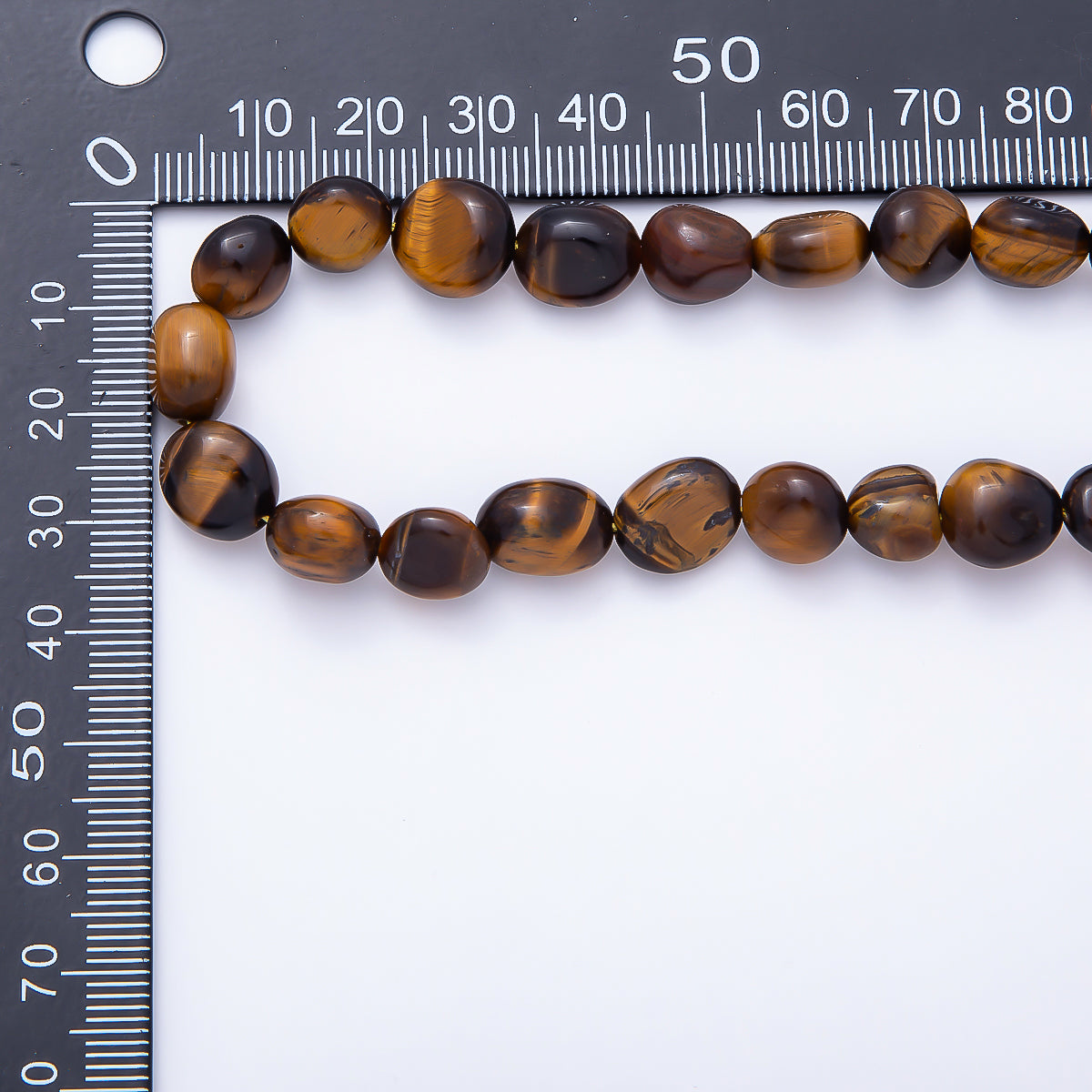 10mm Tiger Eye Multifaceted Pebble Gemstone Bead Strand Finding | WA-00498