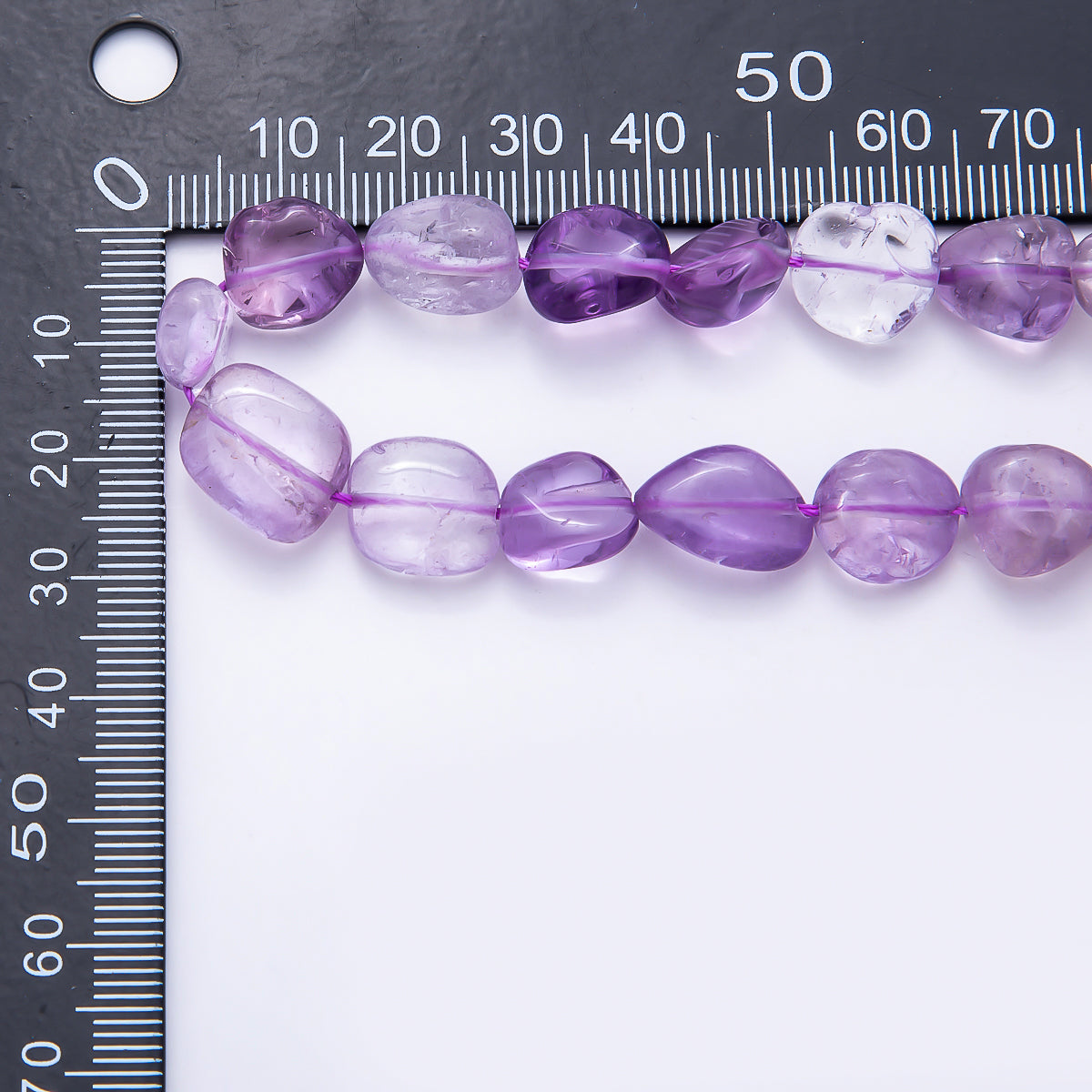 12mm Purple Amethyst Pebble Natural Geometric Gemstone Strand Finding | WA-00265