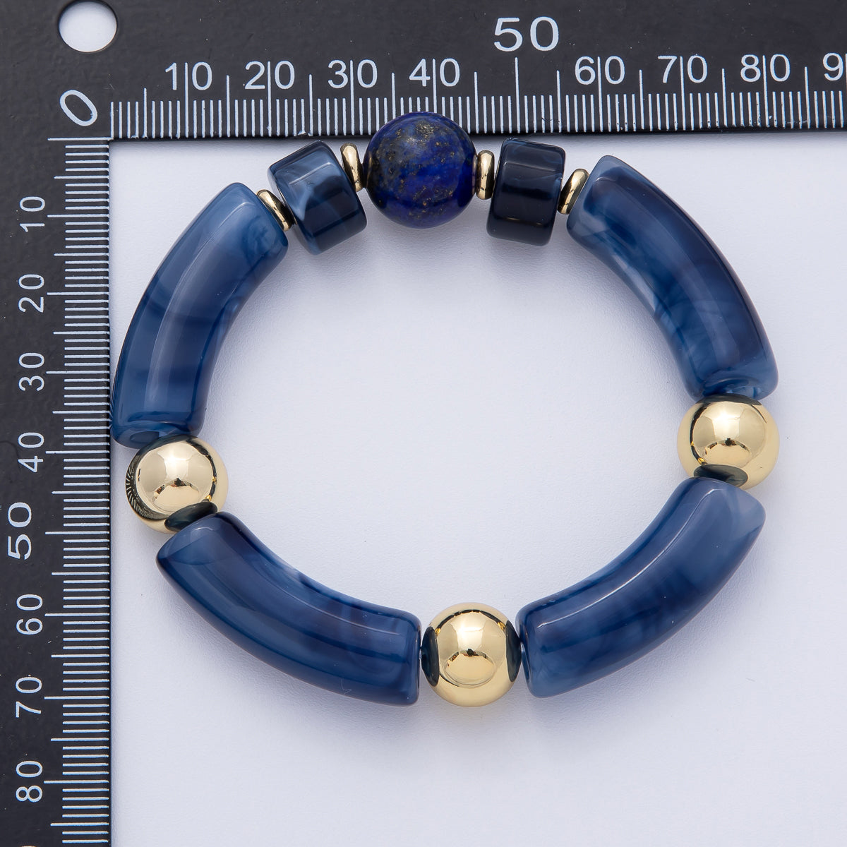 6mm Blue Lapis Lazuli, Kyanite Gemstone Bead Stretch Bracelet | WA-3969 WA-3970
