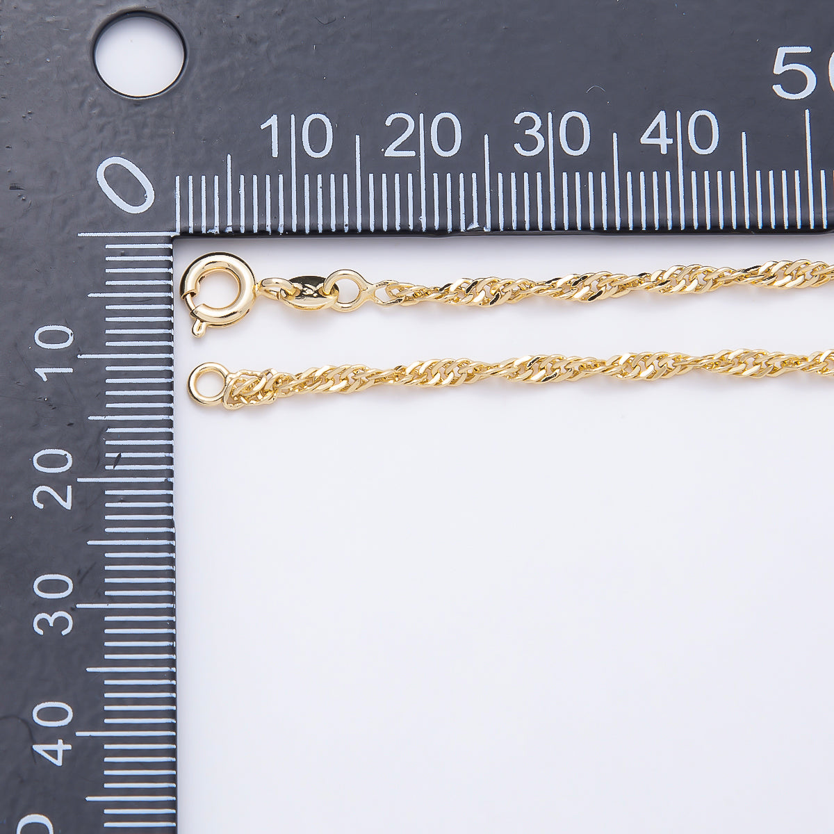 24K Gold Filled 2mm Minimalist Twist Singapore Chain 18 Inch Necklace | WA-00184