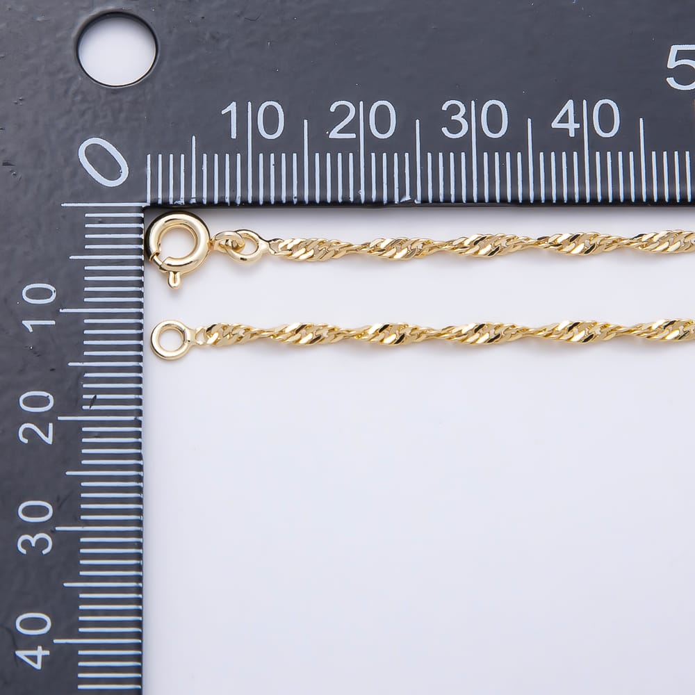 16K Gold Filled 2mm Minimalist Singapore Chain 18 Inch Necklace | WA-00212