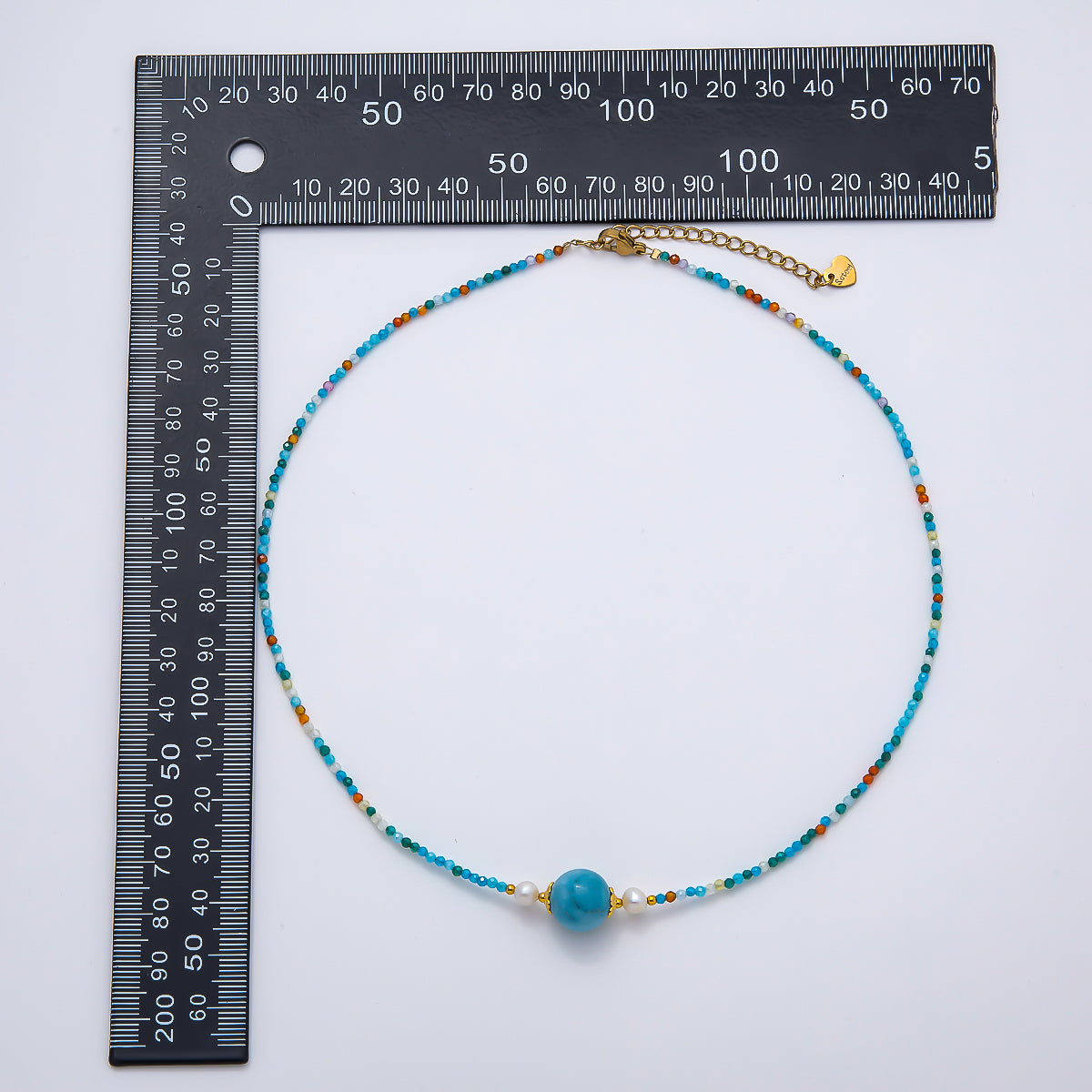 Handmade Stainless Steel 2mm Amazonite Gemstone Chain 16 Inch Necklace | WA-04639