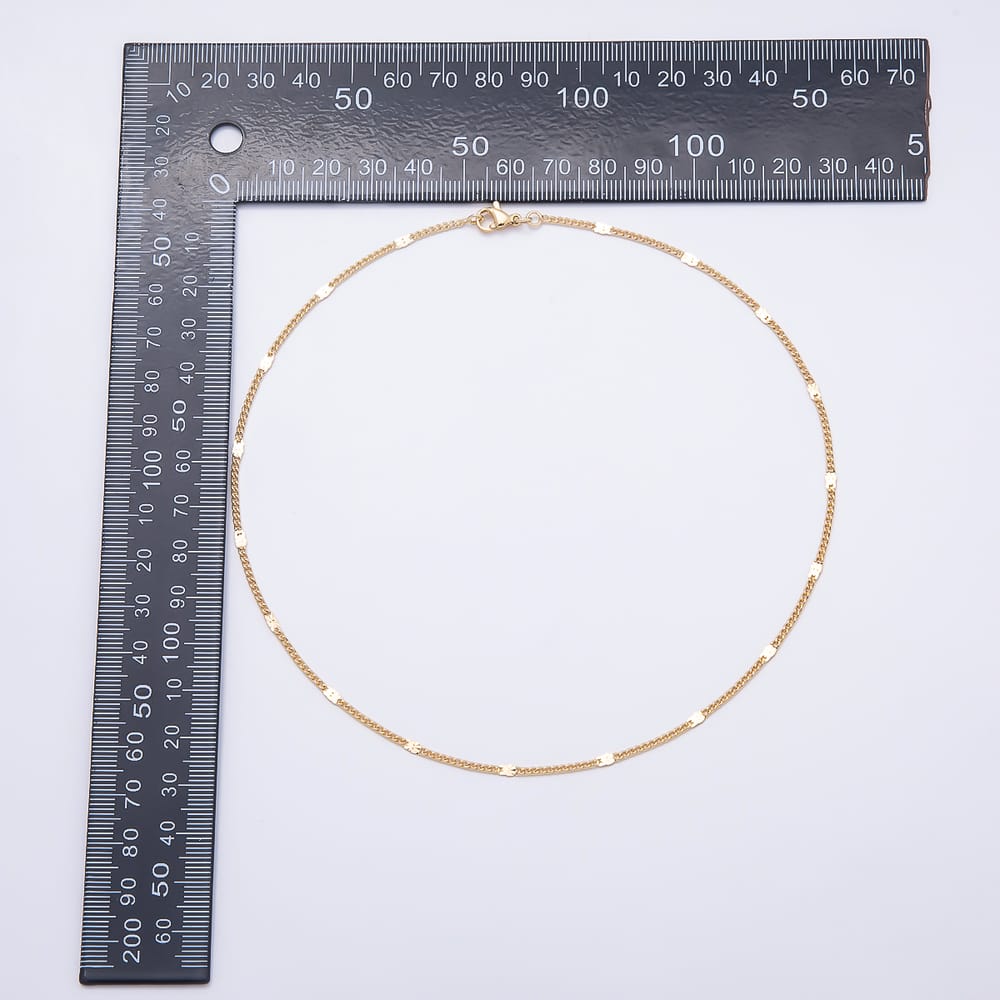 16K Gold Filled 2mm Minimalist Link Satellite Curb Chain 15.5 Inch Necklace | WA-02277