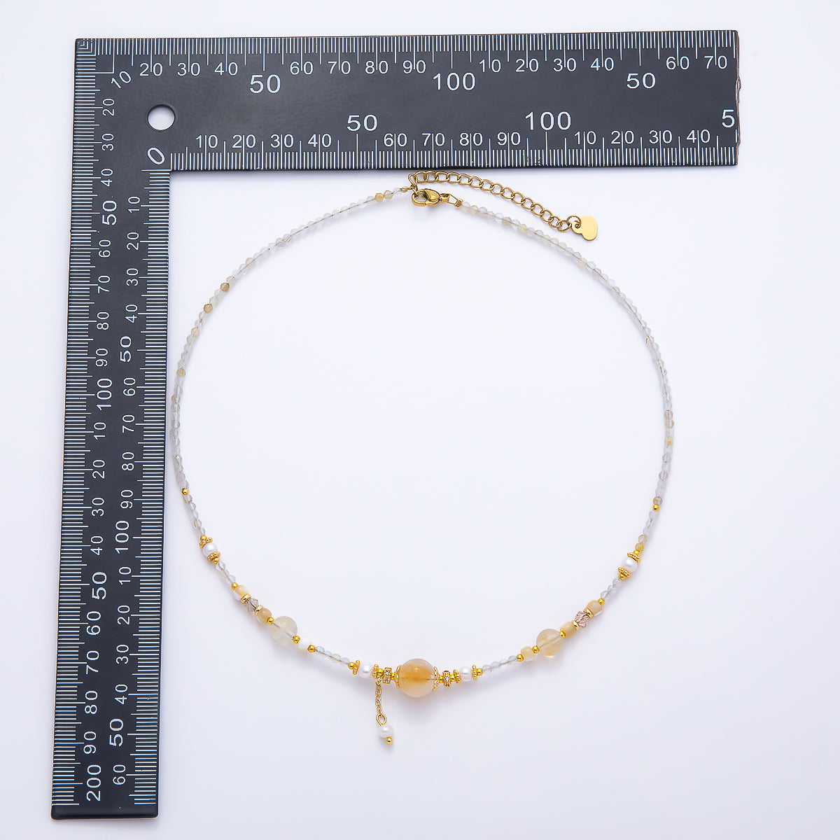 Handmade Shell Pearl White Quartz Gemstone Chain 16 Inch Necklace | WA-04735